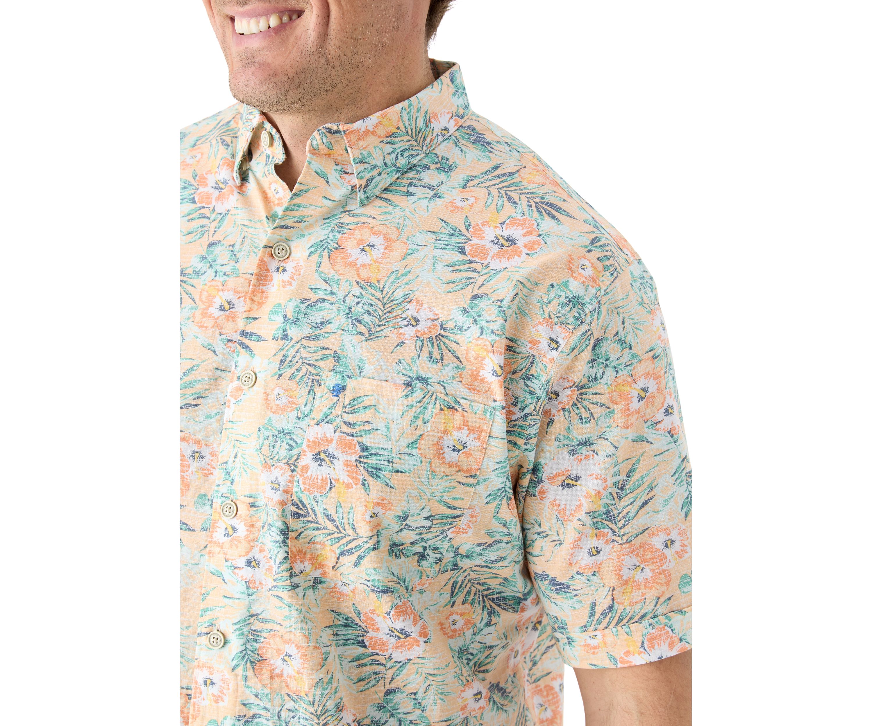 Big & Tall Dockside Chambray Floral Print Woven Shirt