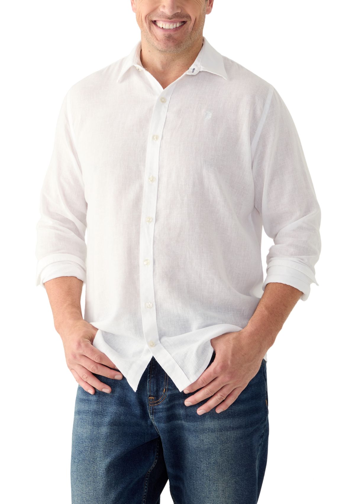 Big & Tall Long Sleeve Luxury Classic Solid Linen Shirt