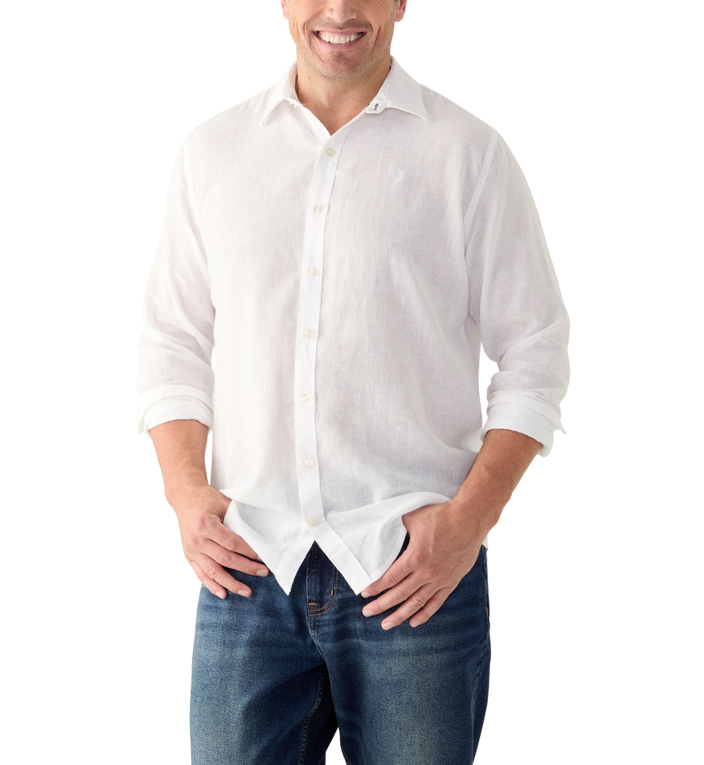 Big & Tall Long Sleeve Luxury Classic Solid Linen Shirt