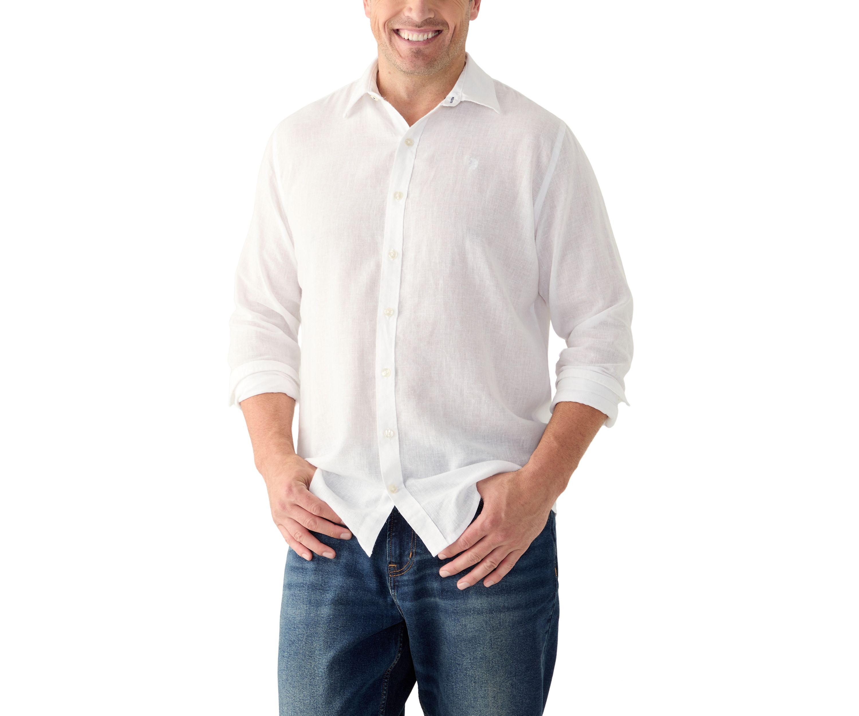 Big & Tall Long Sleeve Luxury Classic Solid Linen Shirt