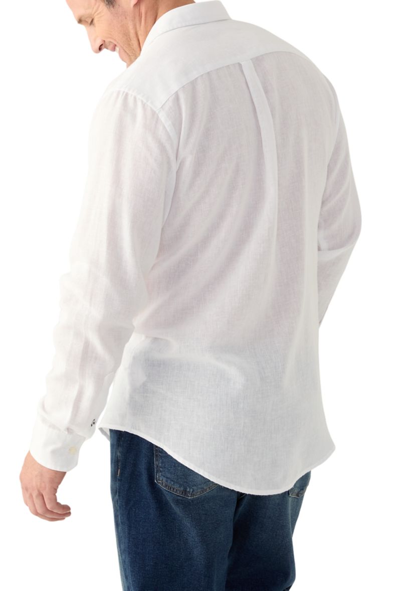 Big & Tall Long Sleeve Luxury Classic Solid Linen Shirt
