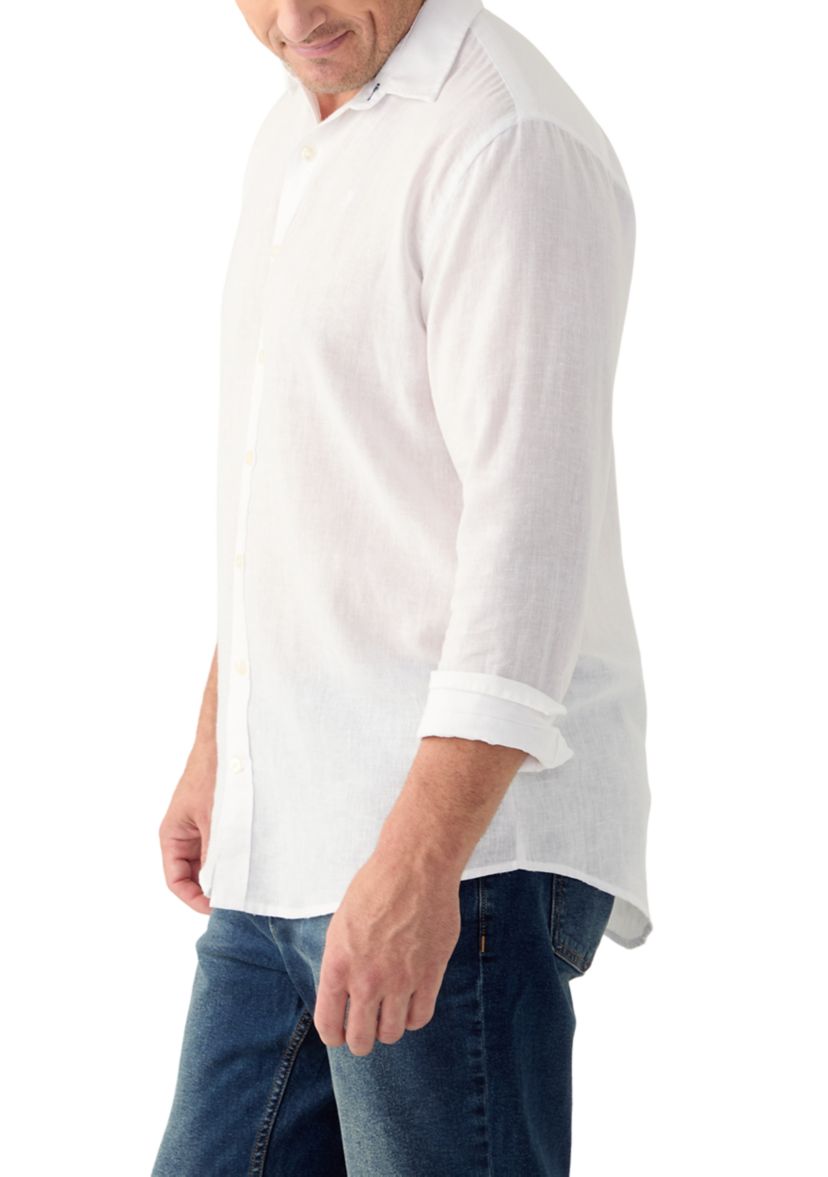 Big & Tall Long Sleeve Luxury Classic Solid Linen Shirt