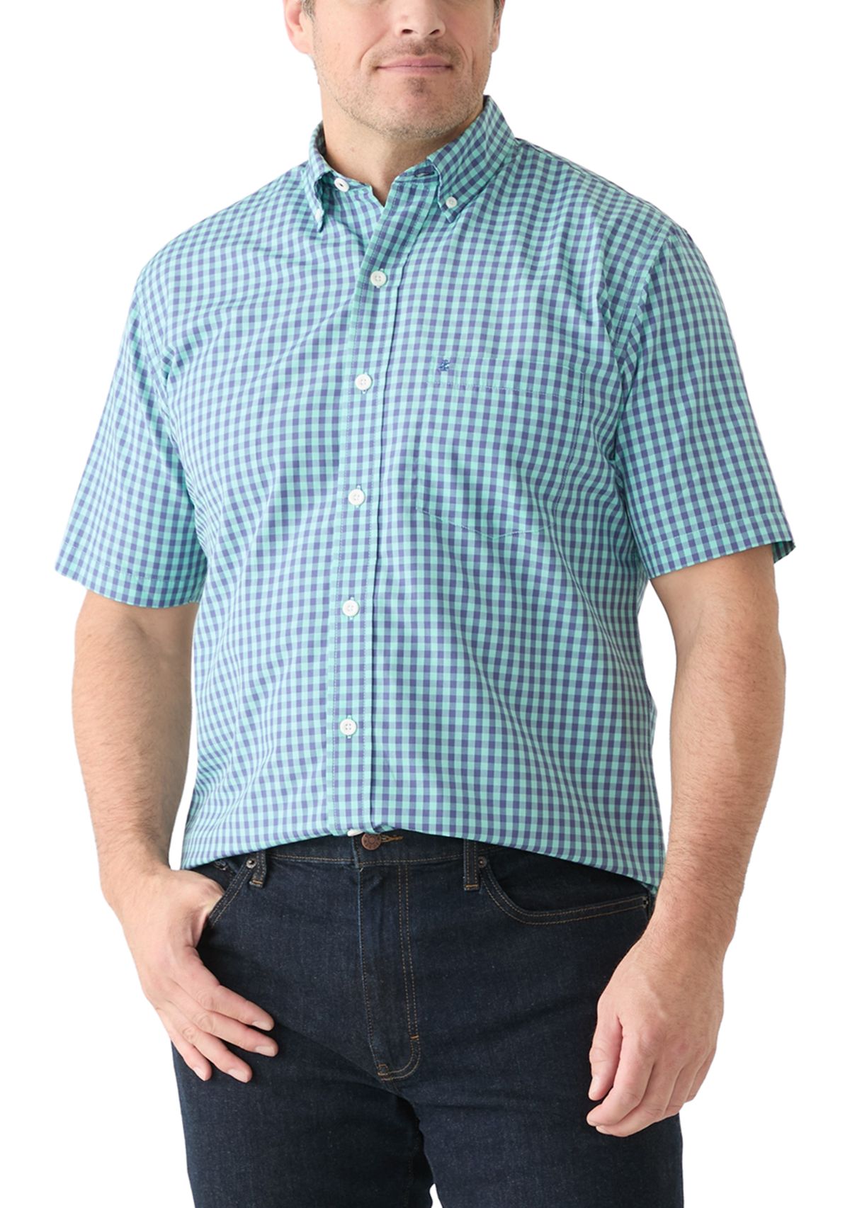 Big & Tall Gingham Plaid Woven Shirt