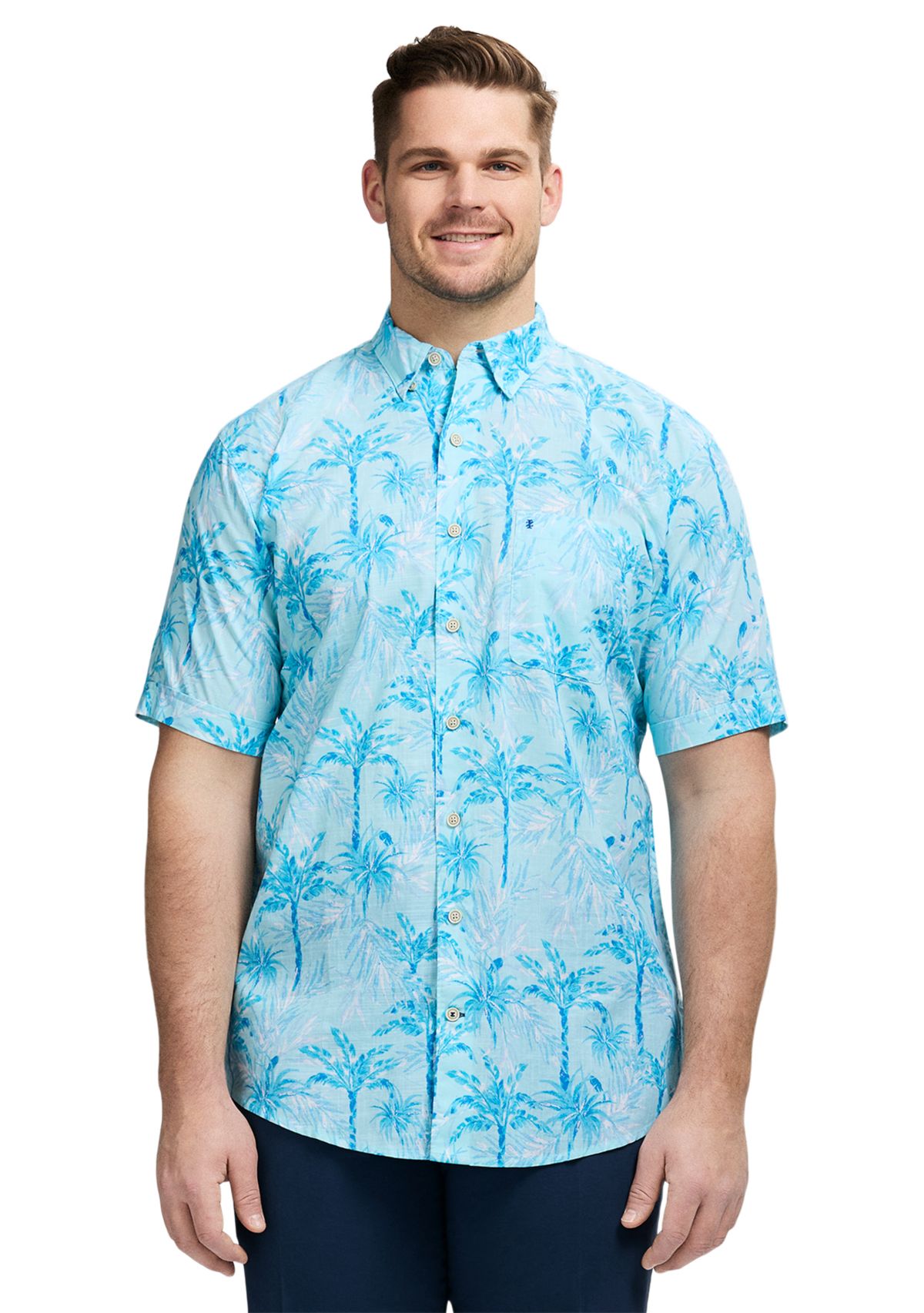 Big & Tall Short Sleeve Dockside Chambray Print Shirt