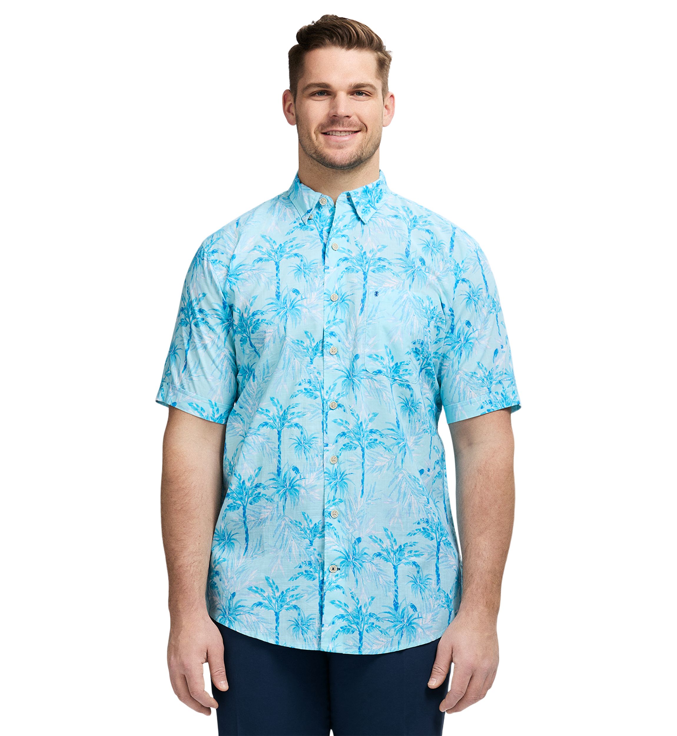 Big & Tall Short Sleeve Dockside Chambray Print Shirt