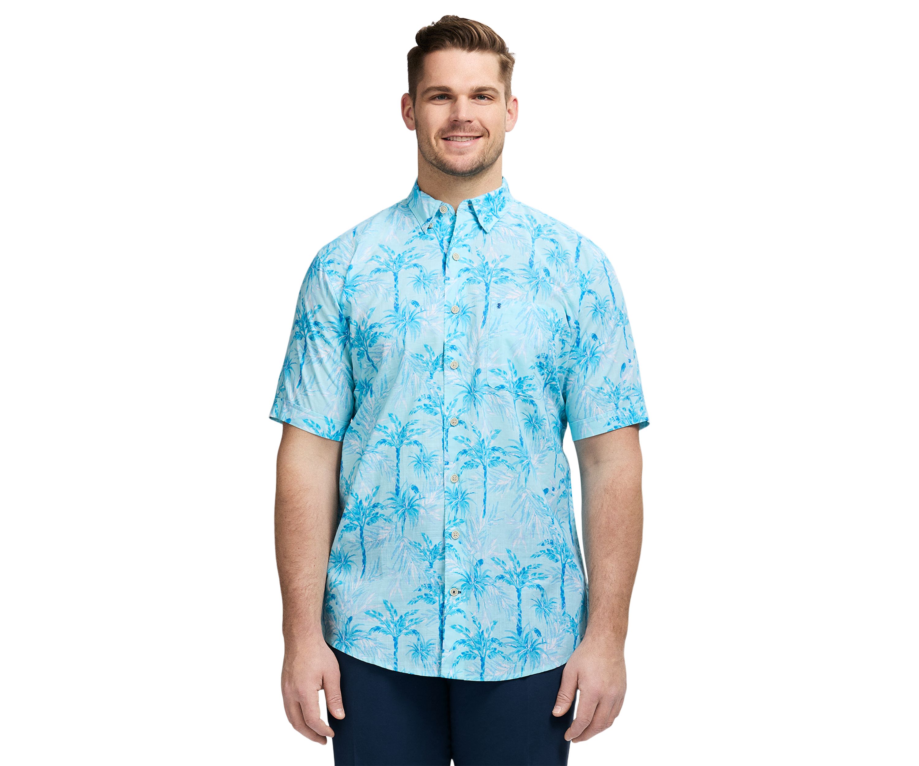 Big & Tall Short Sleeve Dockside Chambray Print Shirt