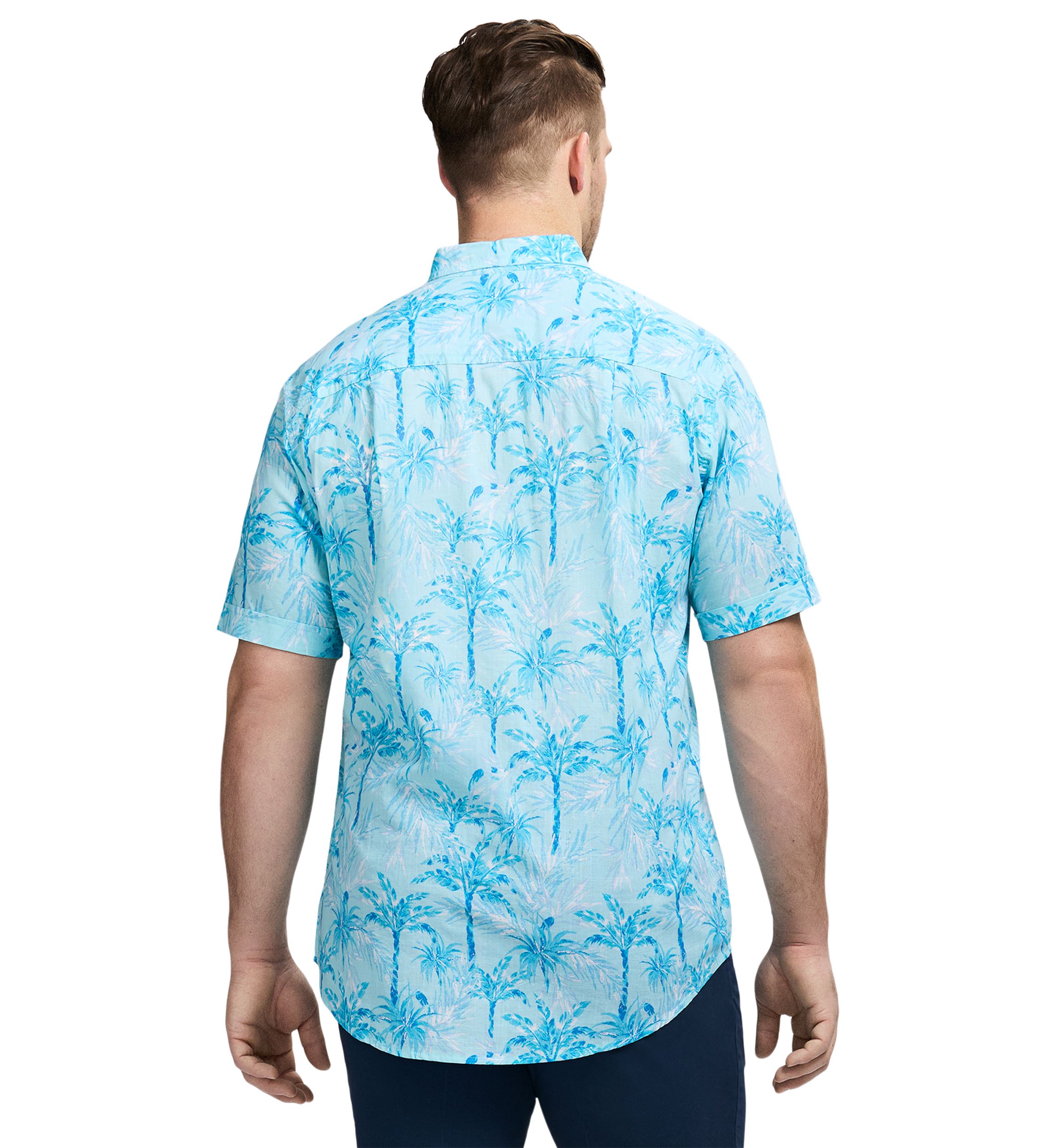 Big & Tall Short Sleeve Dockside Chambray Print Shirt