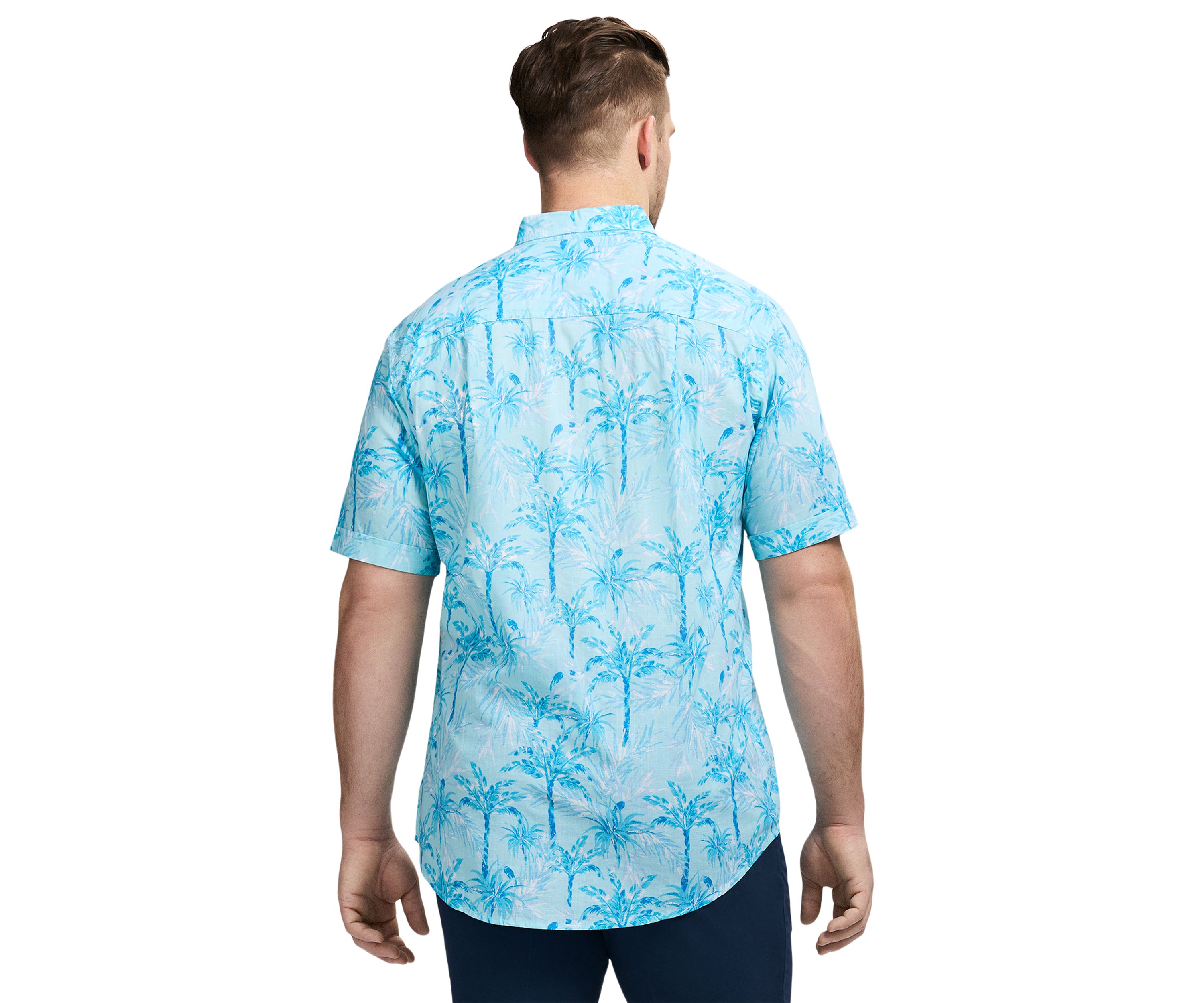 Big & Tall Short Sleeve Dockside Chambray Print Shirt
