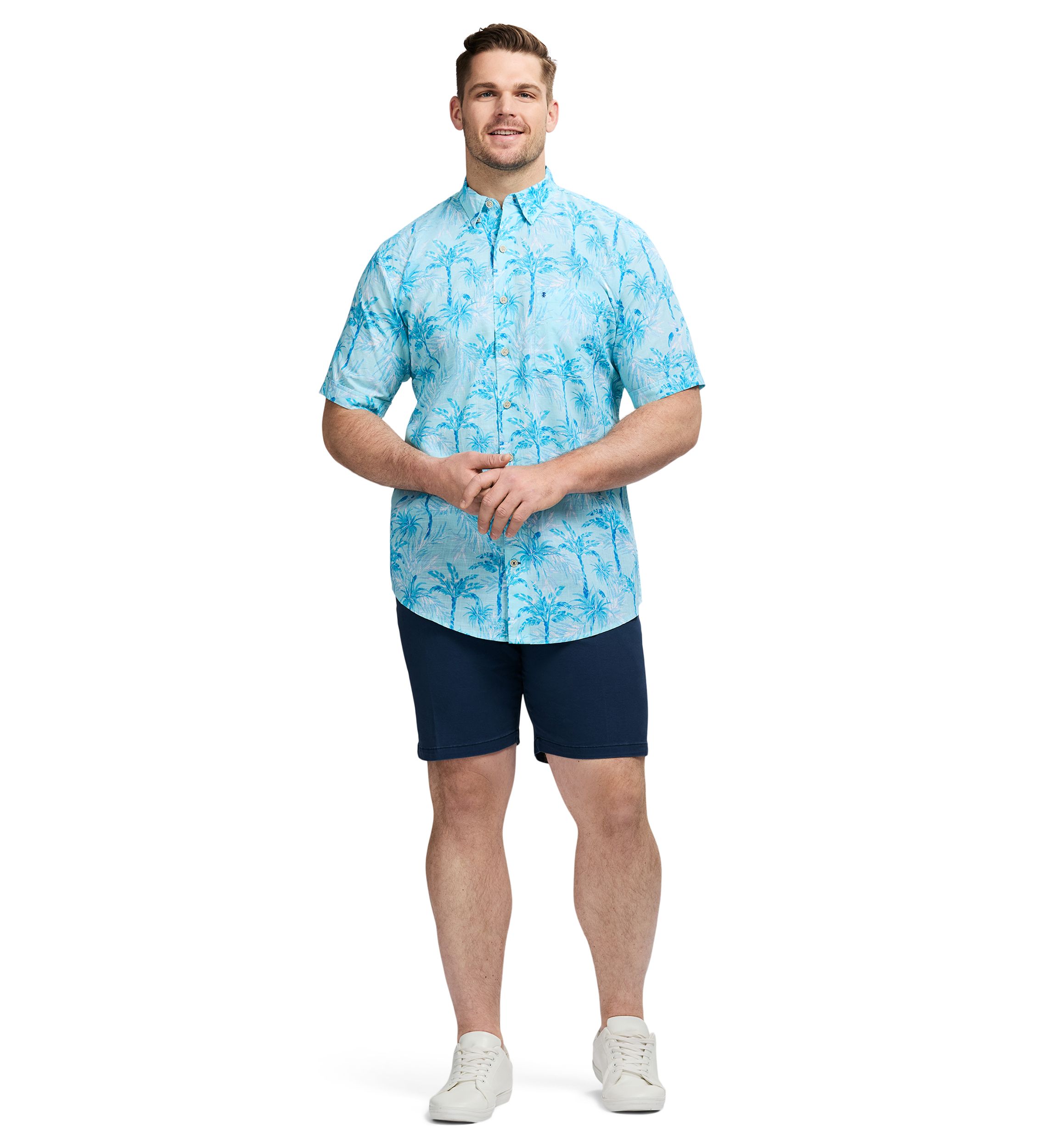 Big & Tall Short Sleeve Dockside Chambray Print Shirt