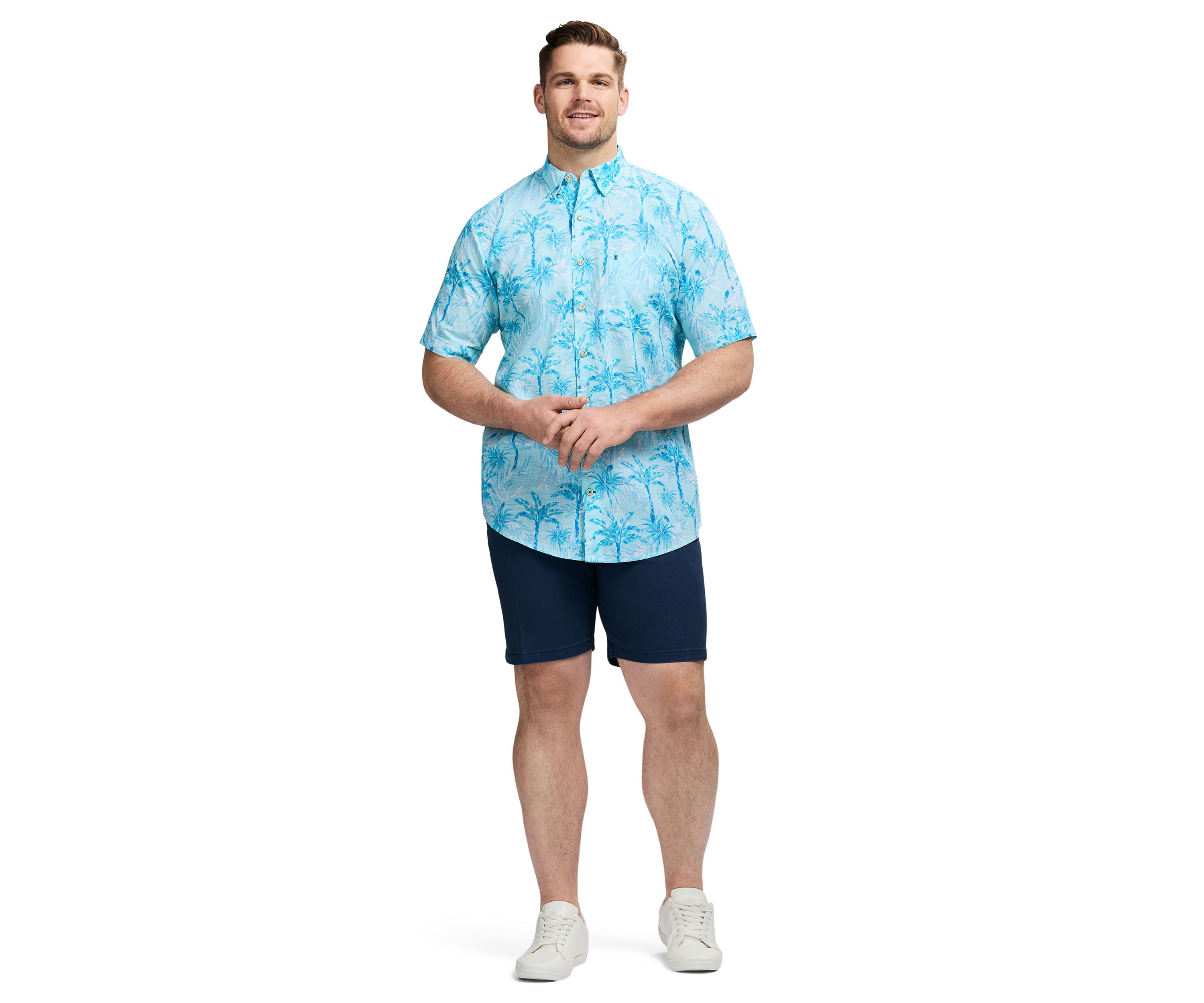 Big & Tall Short Sleeve Dockside Chambray Print Shirt