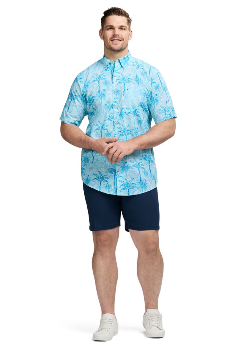 Big & Tall Short Sleeve Dockside Chambray Print Shirt