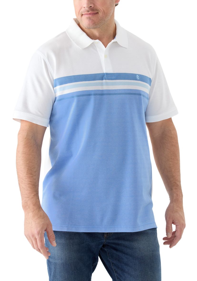 Big & Tall Short Sleeve Advantage Performance Chest Stripe Polo Shirt