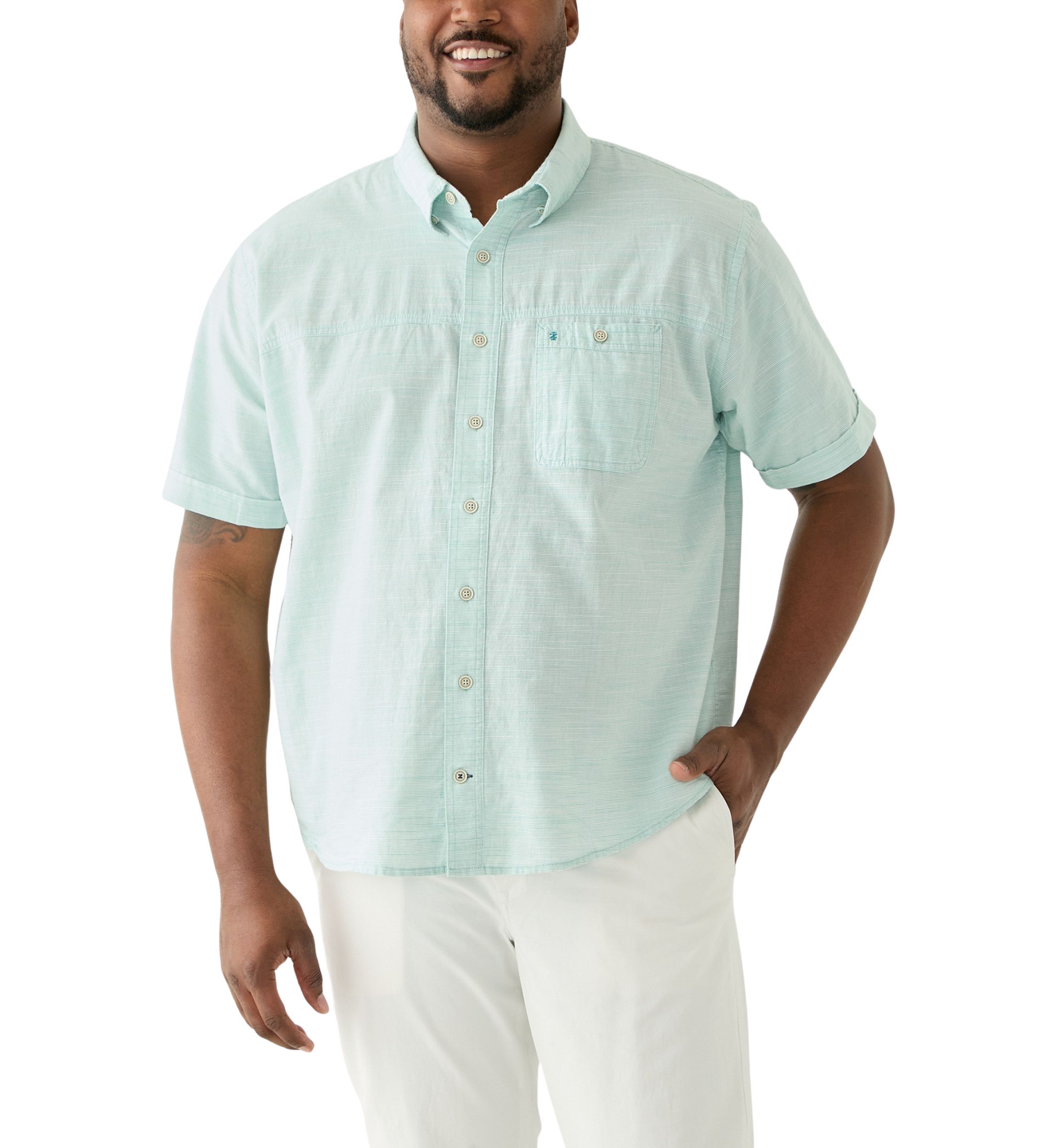 Big & Tall Short Sleeve Dockside Chambray Stripe Shirt​