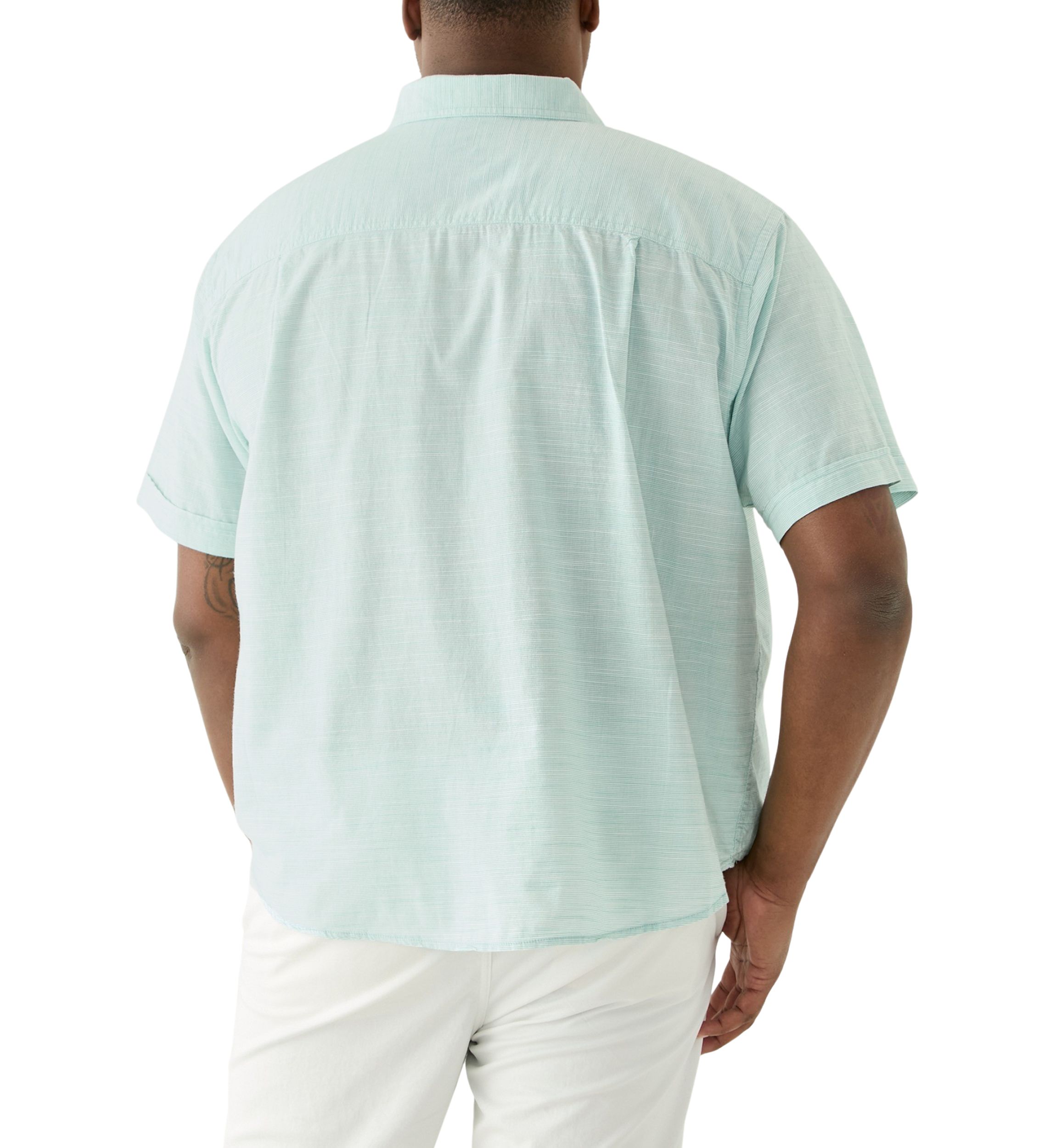 Big & Tall Short Sleeve Dockside Chambray Stripe Shirt​