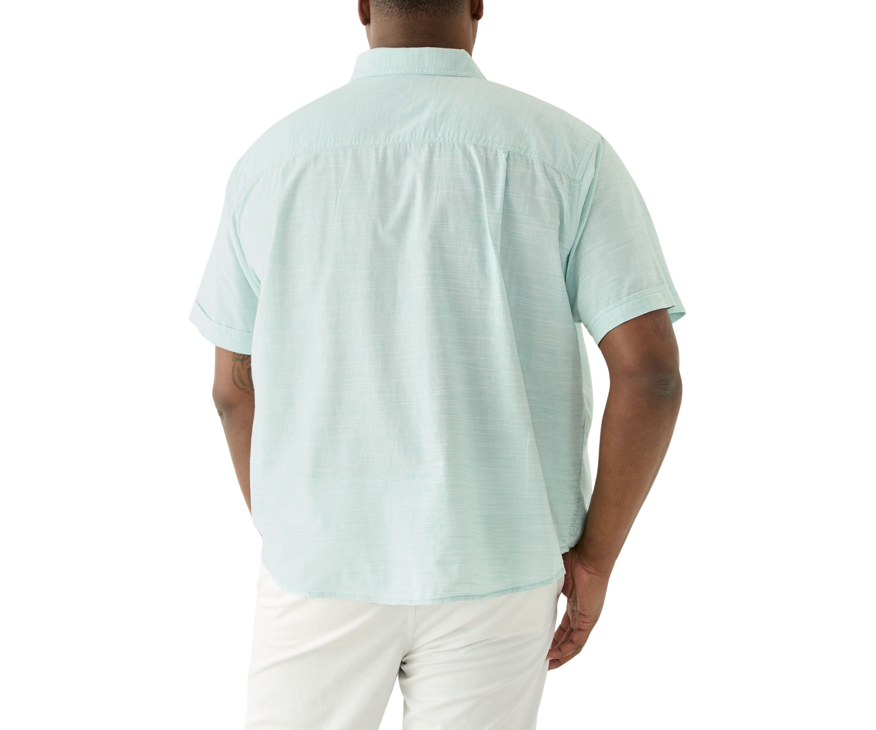 Big & Tall Short Sleeve Dockside Chambray Stripe Shirt​