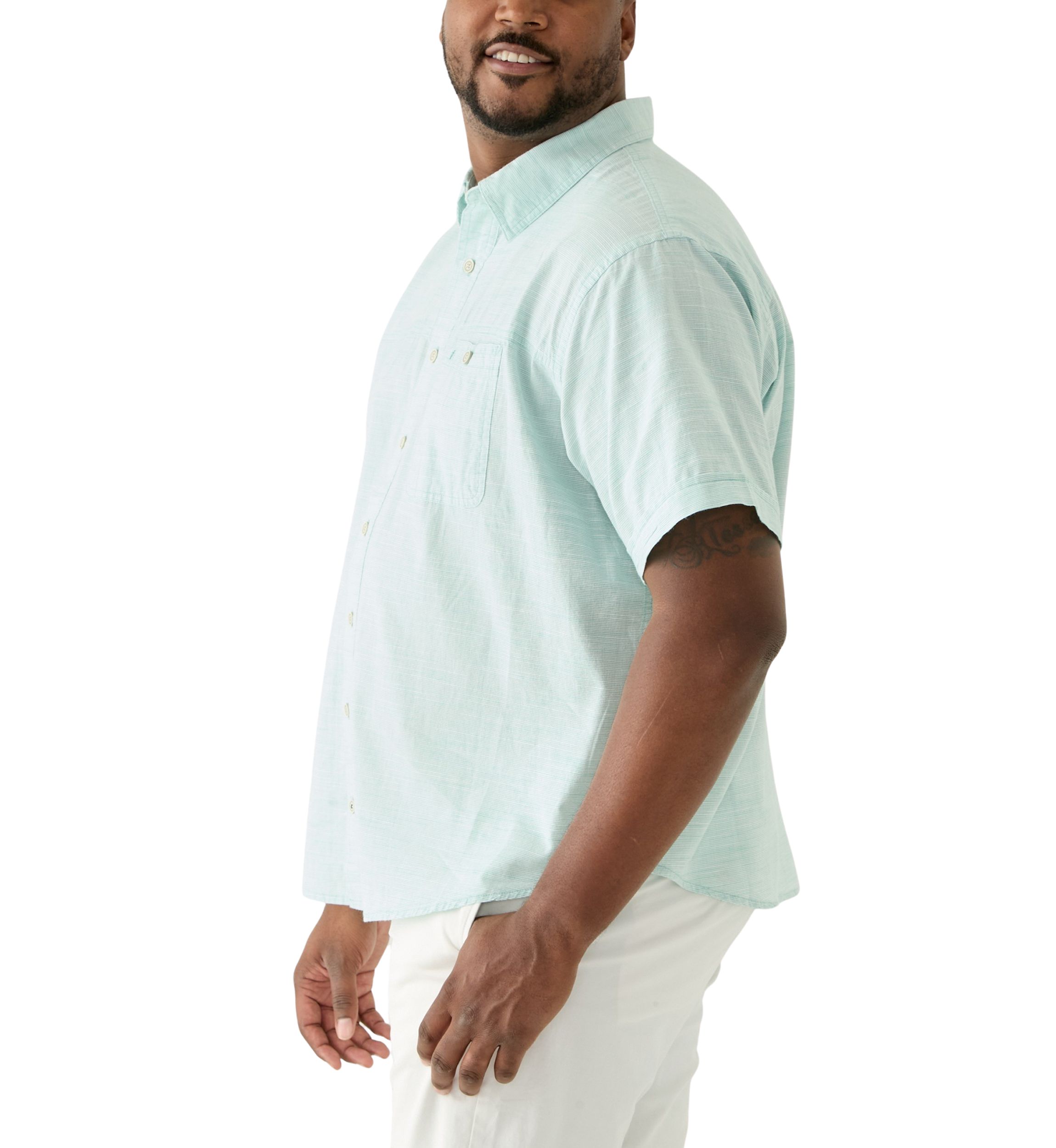 Big & Tall Short Sleeve Dockside Chambray Stripe Shirt​