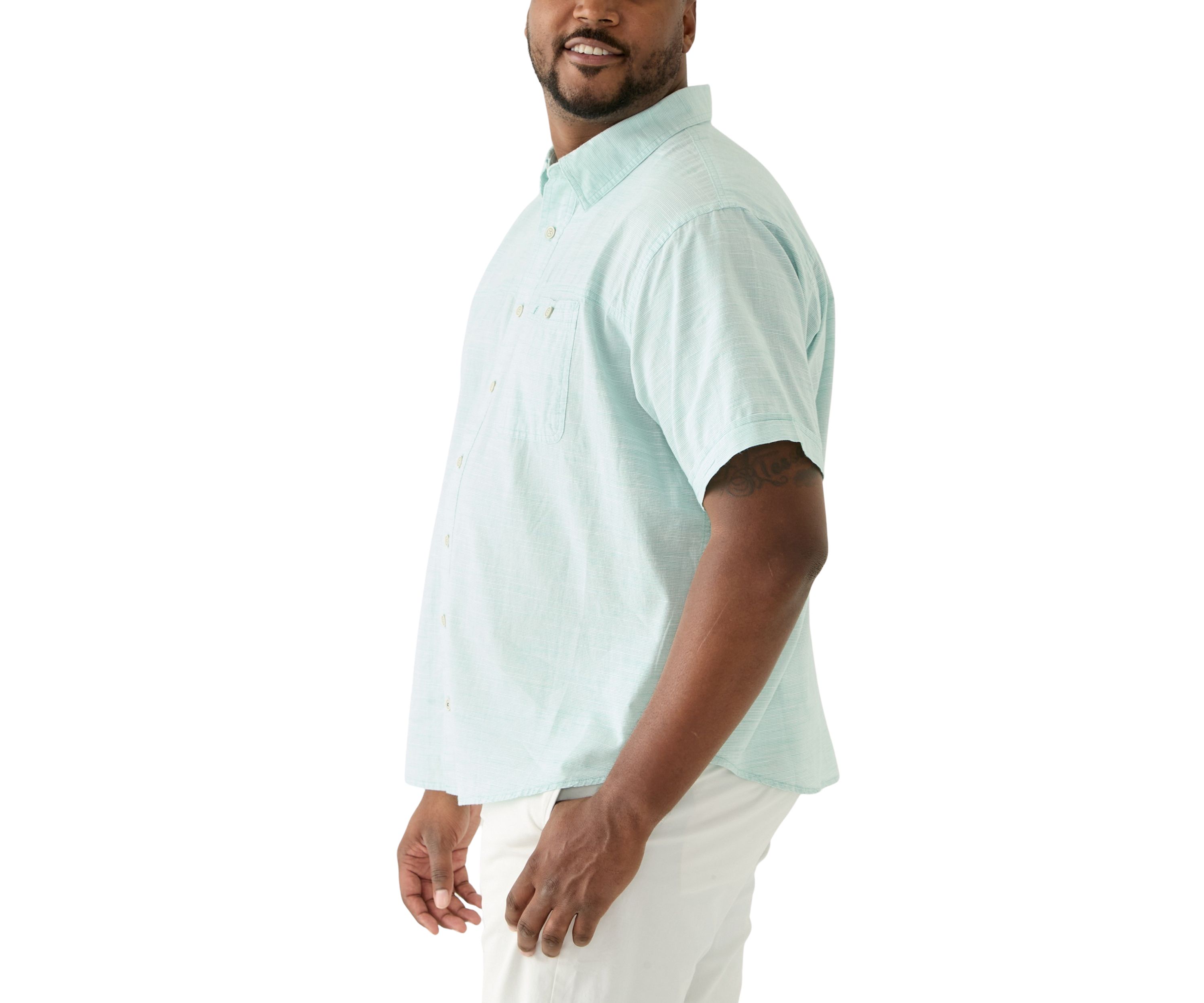Big & Tall Short Sleeve Dockside Chambray Stripe Shirt​