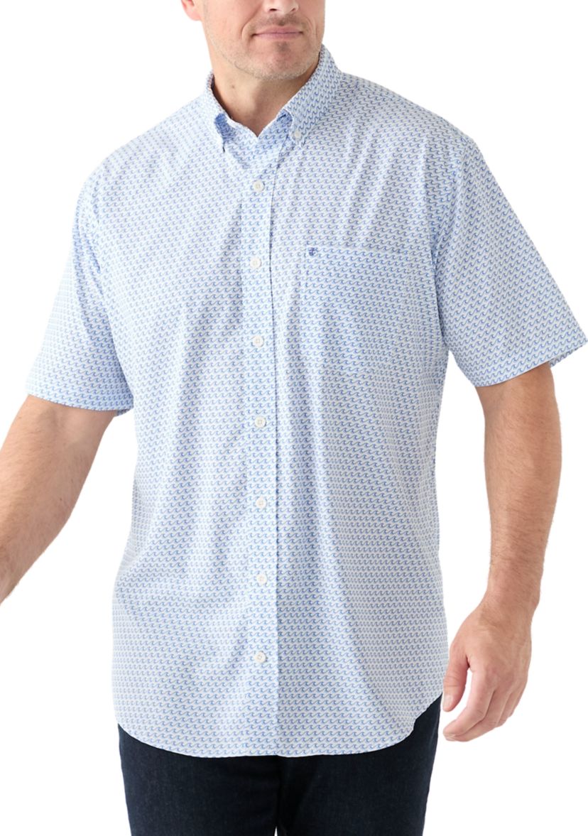 Big & Tall Short Sleeve Breeze Waves Print Woven Shirt