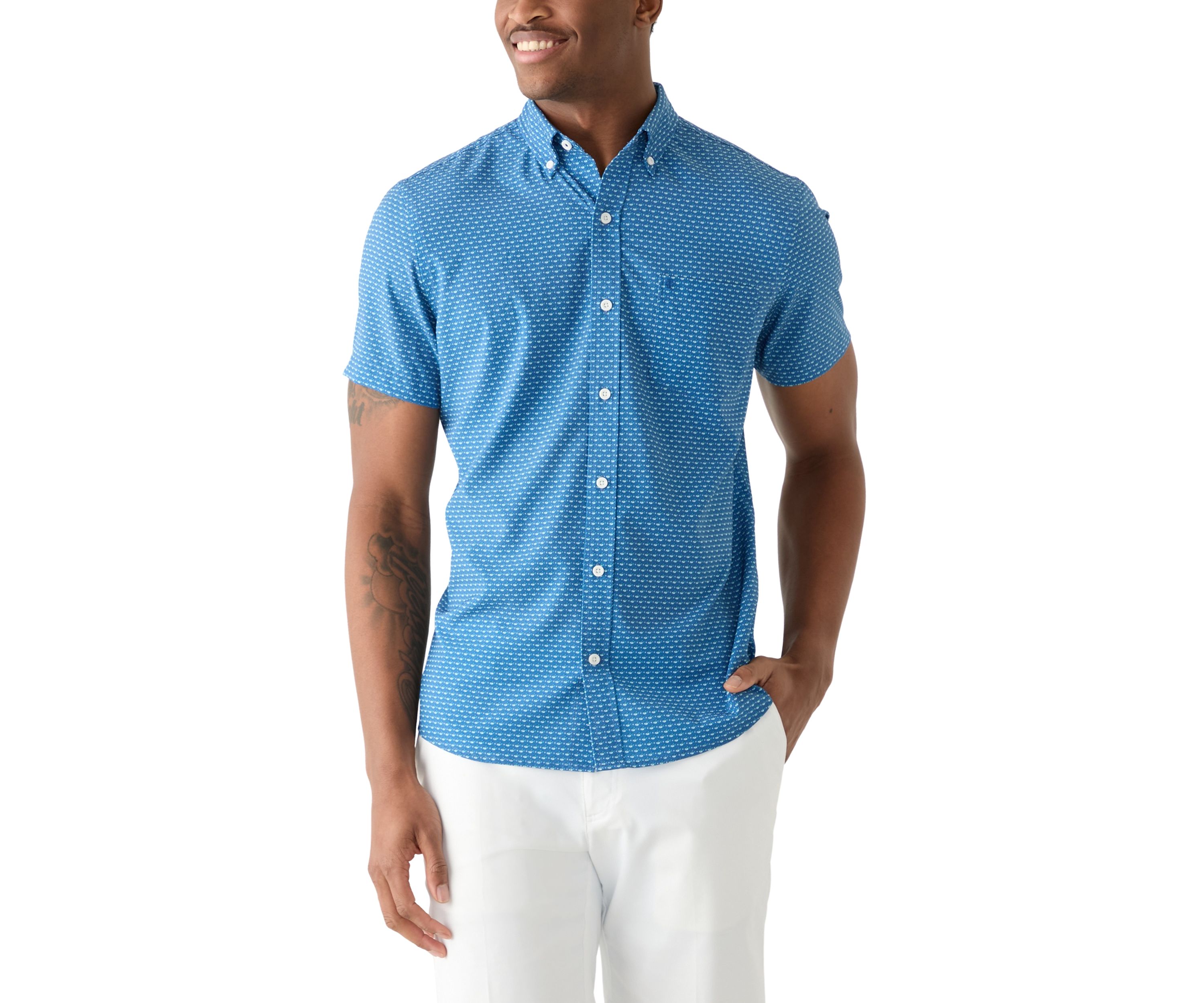 Short Sleeve Printed Button Up Shirt 