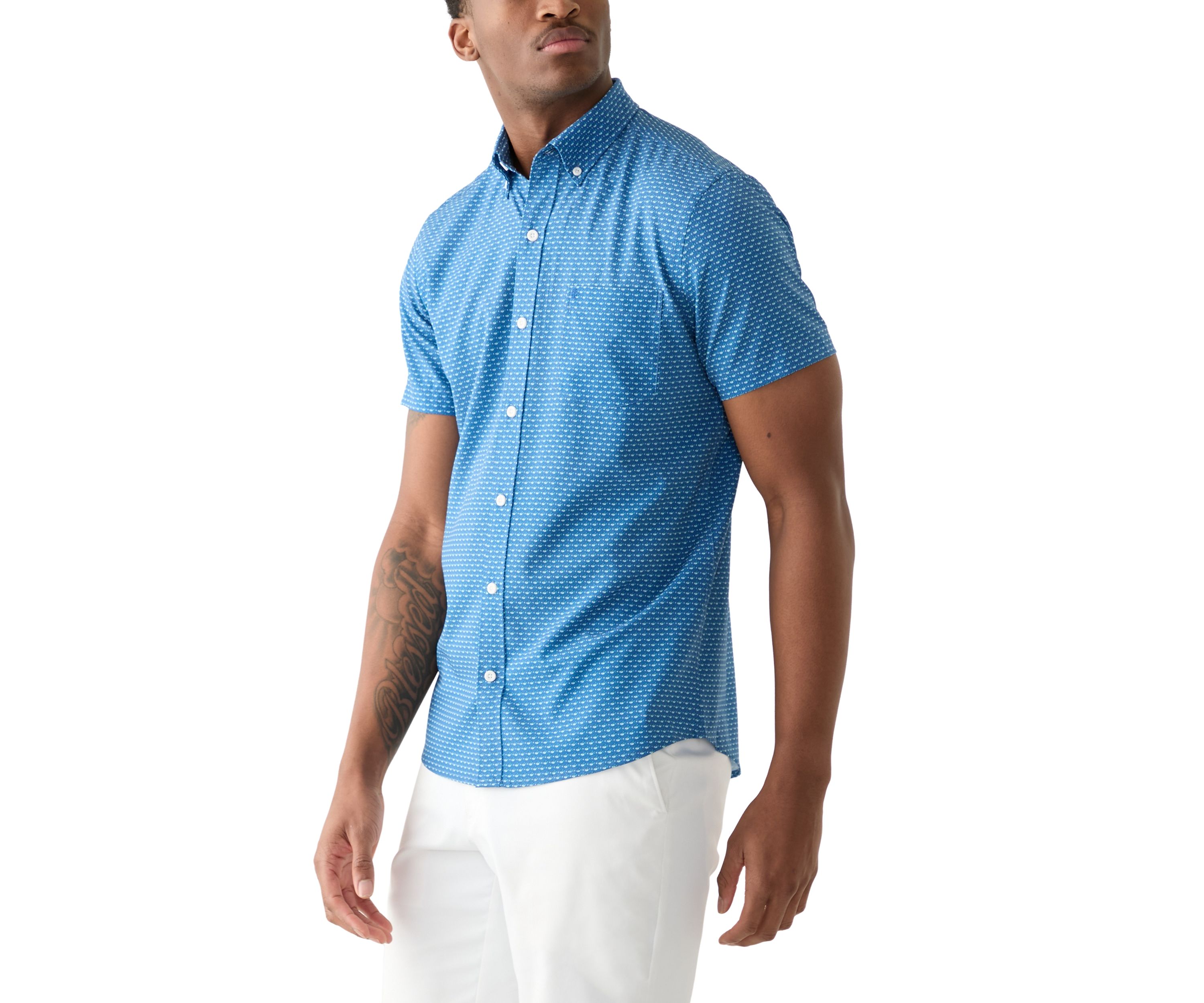 Short Sleeve Printed Button Up Shirt 