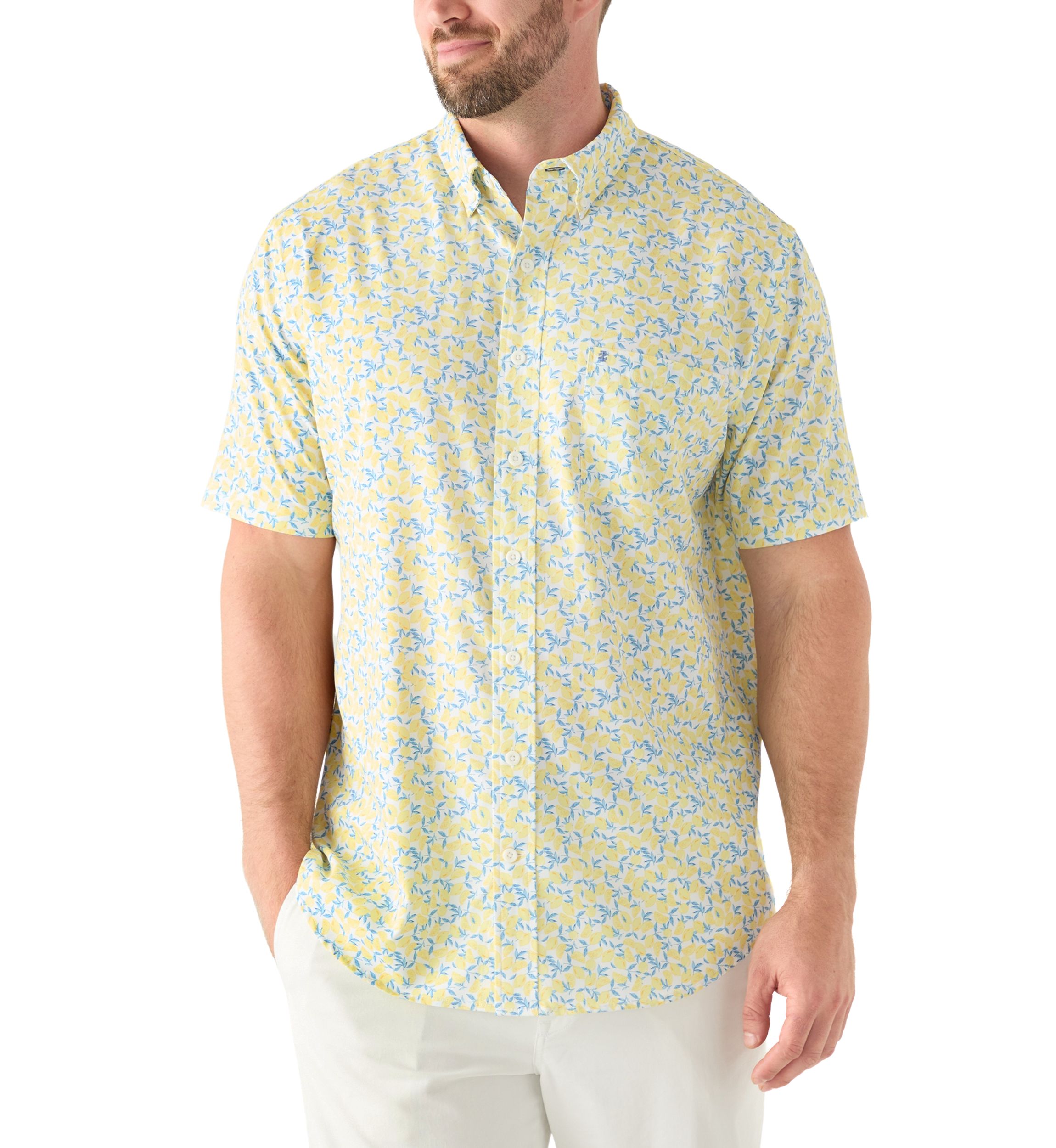 Big & Tall Short Sleeve Breeze Lemon Printed Shirt