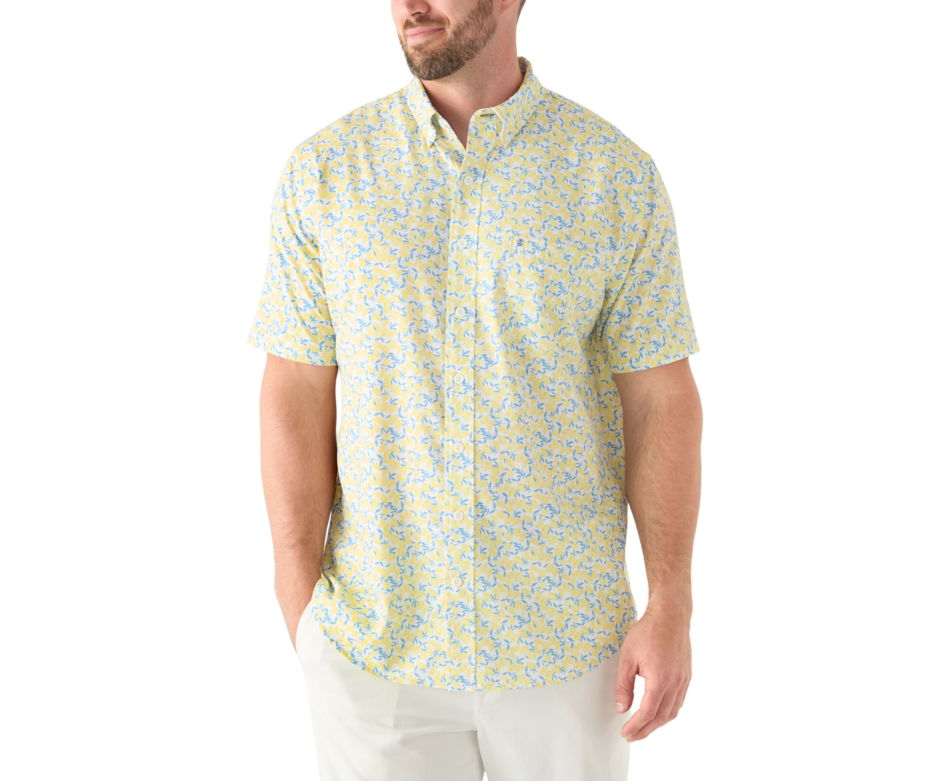 Big & Tall Short Sleeve Breeze Lemon Printed Shirt