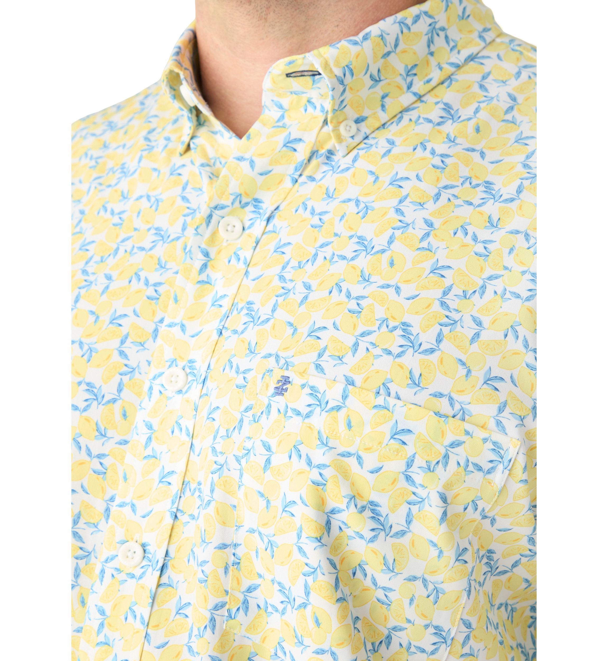 Big & Tall Short Sleeve Breeze Lemon Printed Shirt