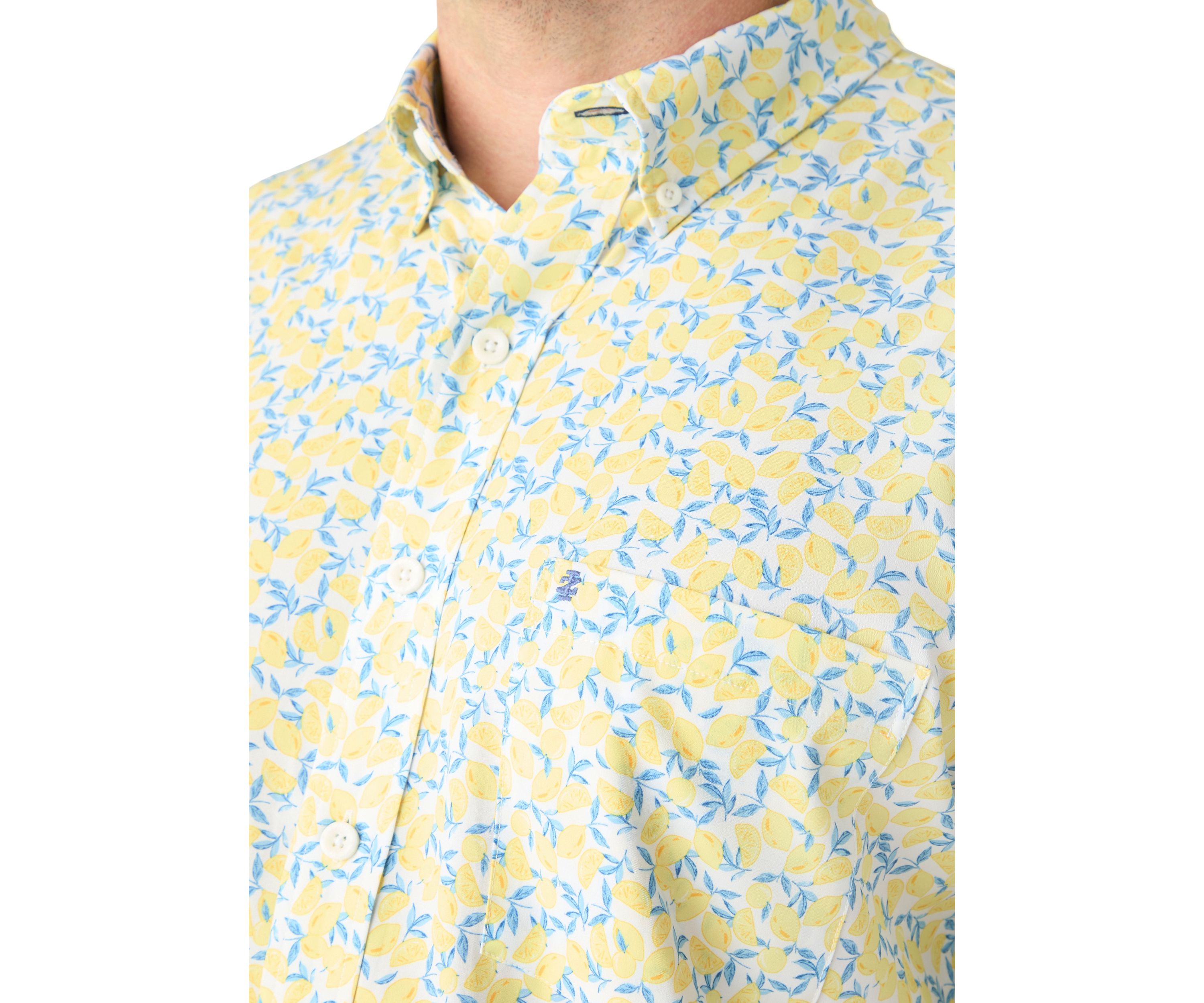 Big & Tall Short Sleeve Breeze Lemon Printed Shirt