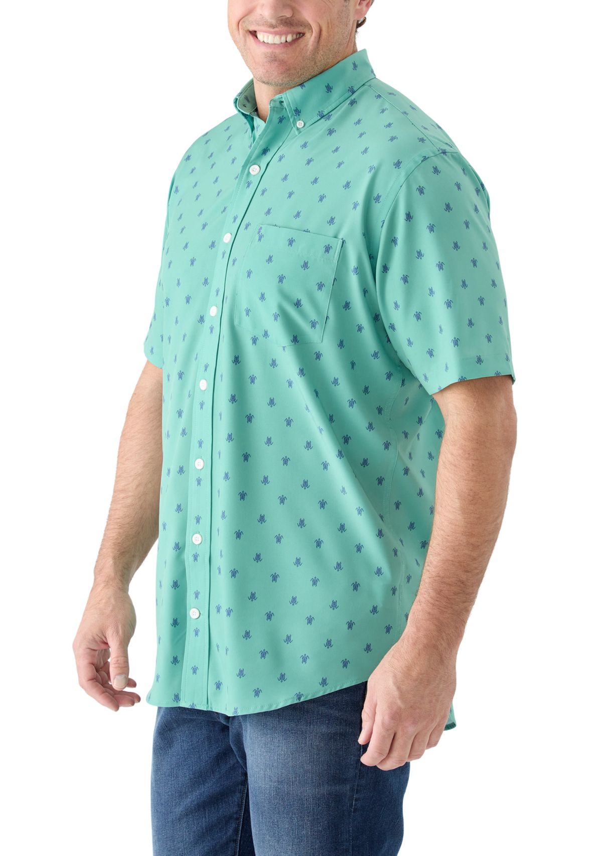 Big & Tall Short Sleeve Printed Woven Shirt 