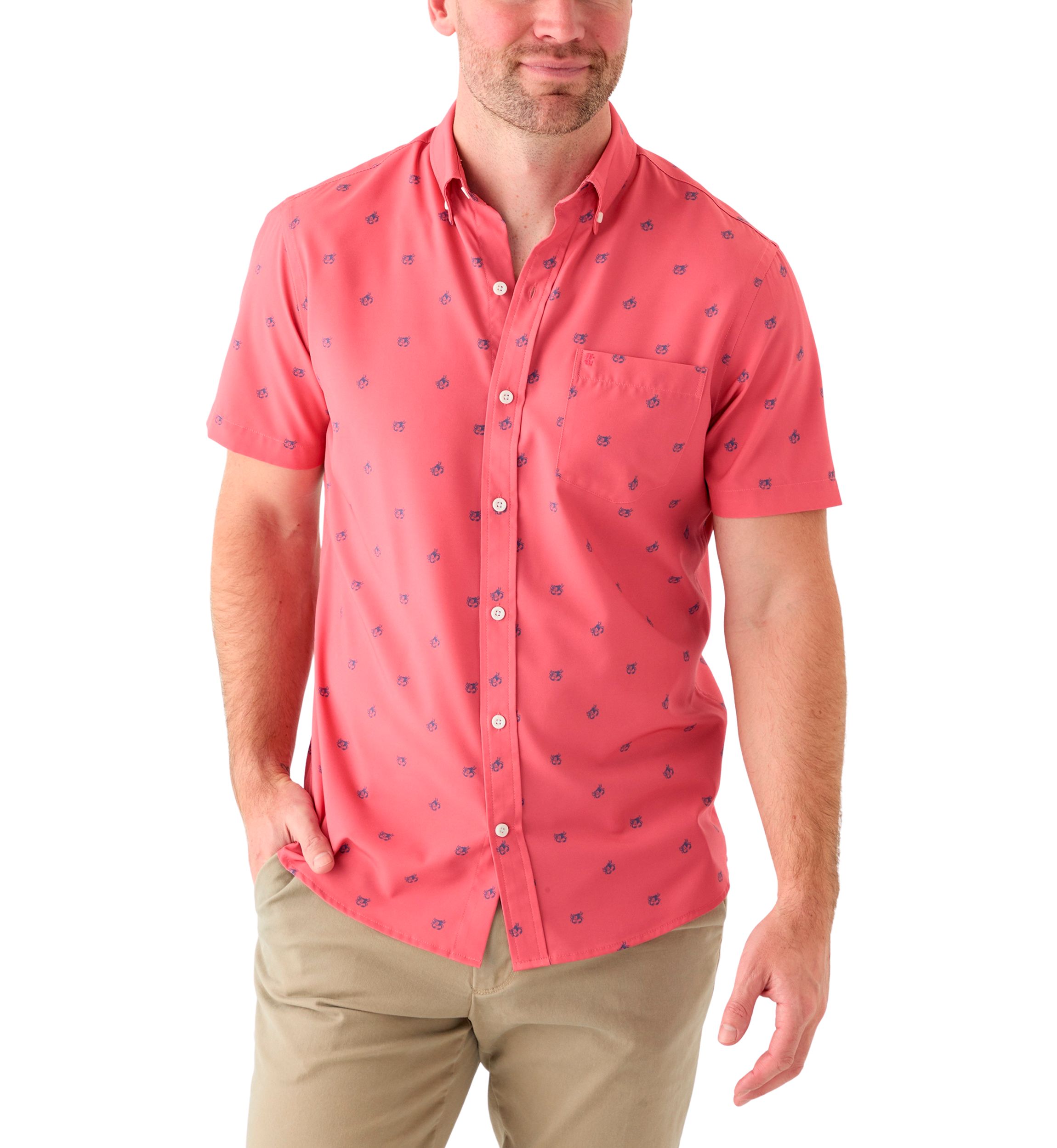 Short Sleeve Breeze Crab Print Shirt