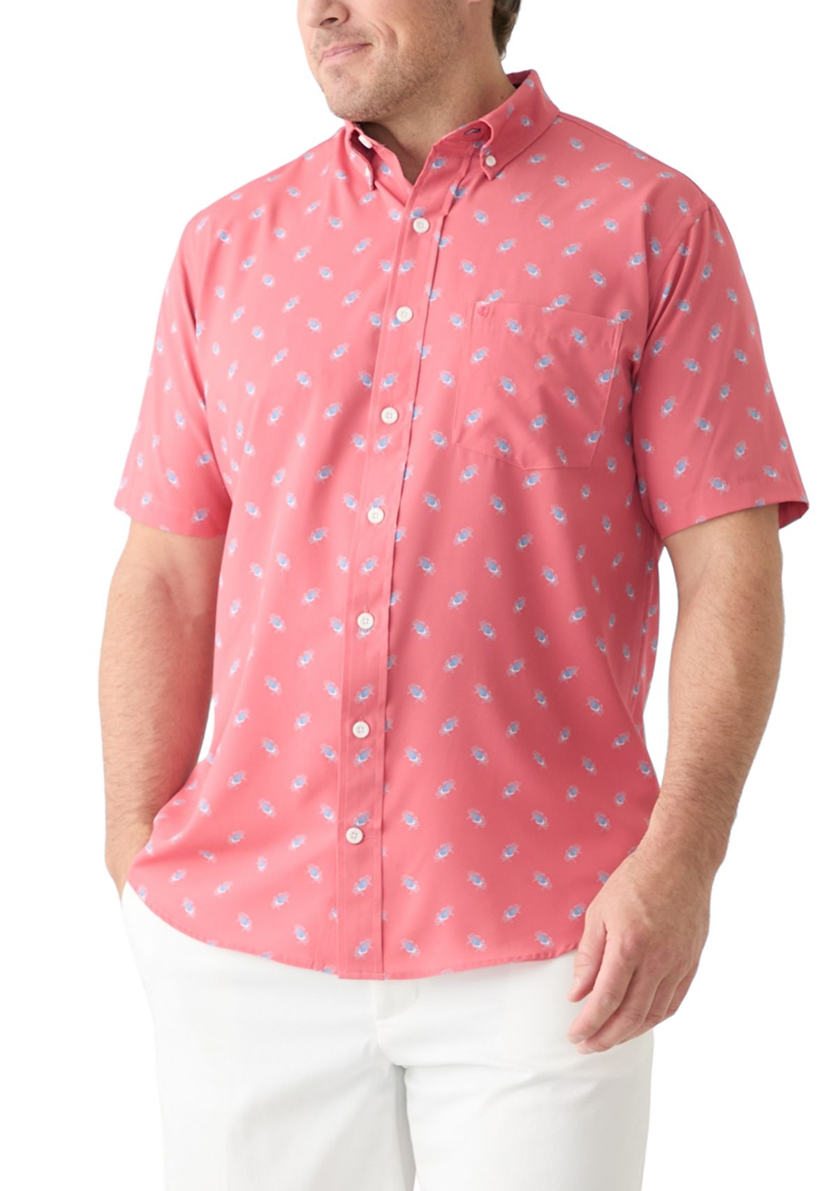 Big & Tall Short Sleeve Printed Button Up Shirt 