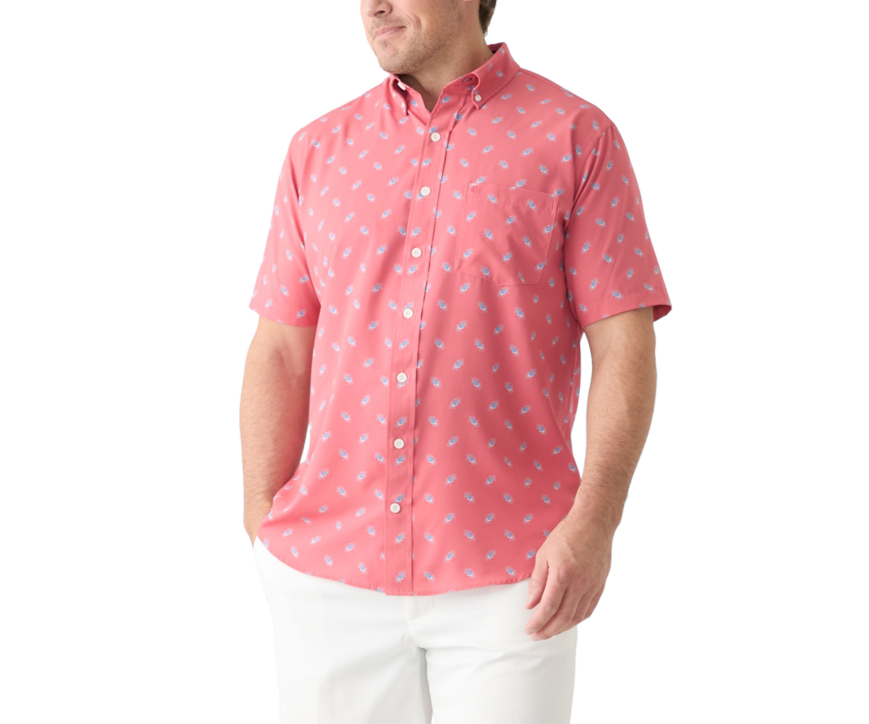 Big & Tall Short Sleeve Printed Button Up Shirt 