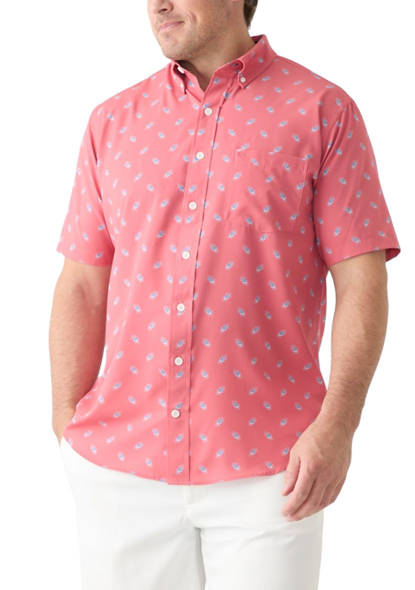 Big & Tall Short Sleeve Printed Button Up Shirt 