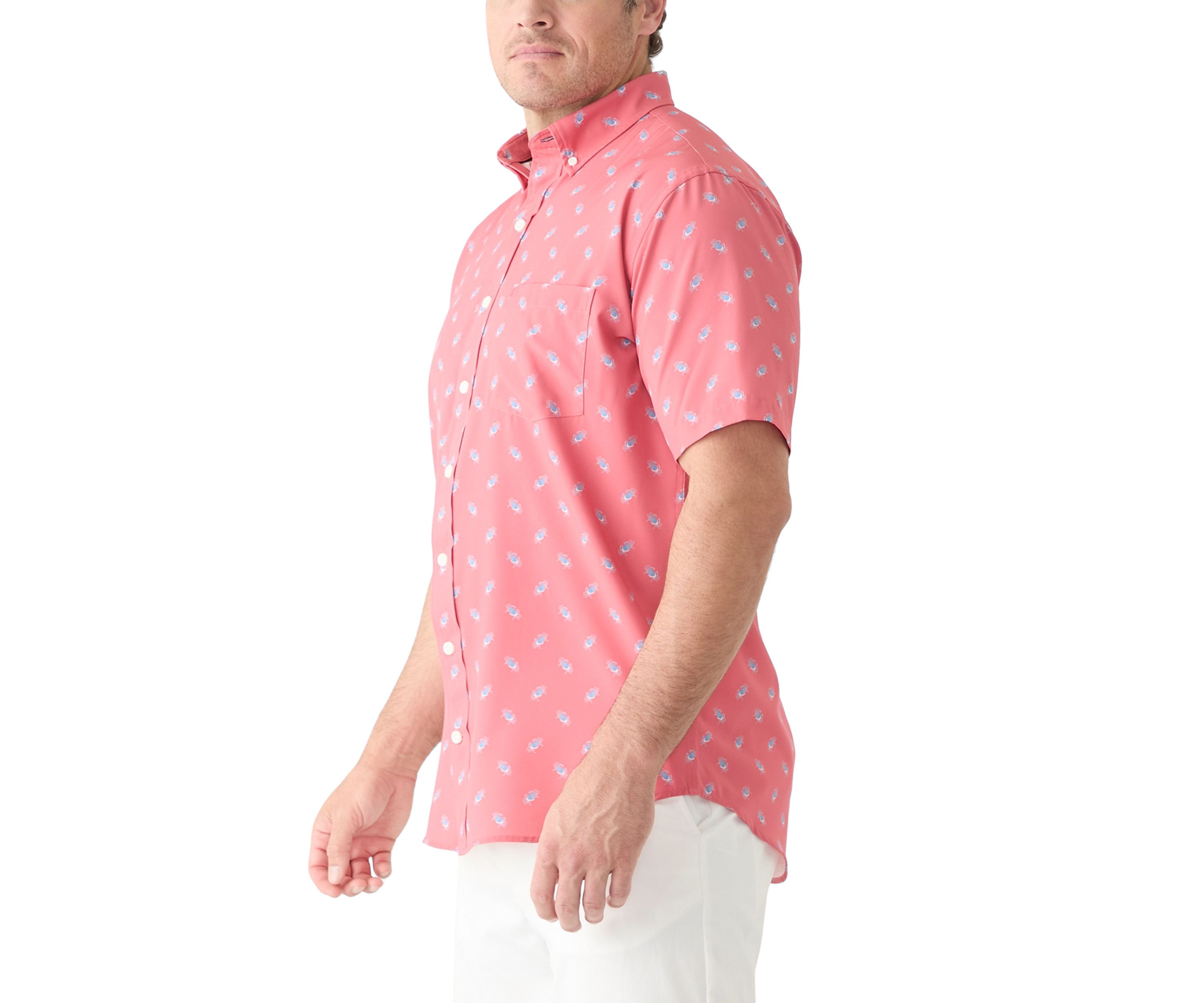 Big & Tall Short Sleeve Printed Button Up Shirt 
