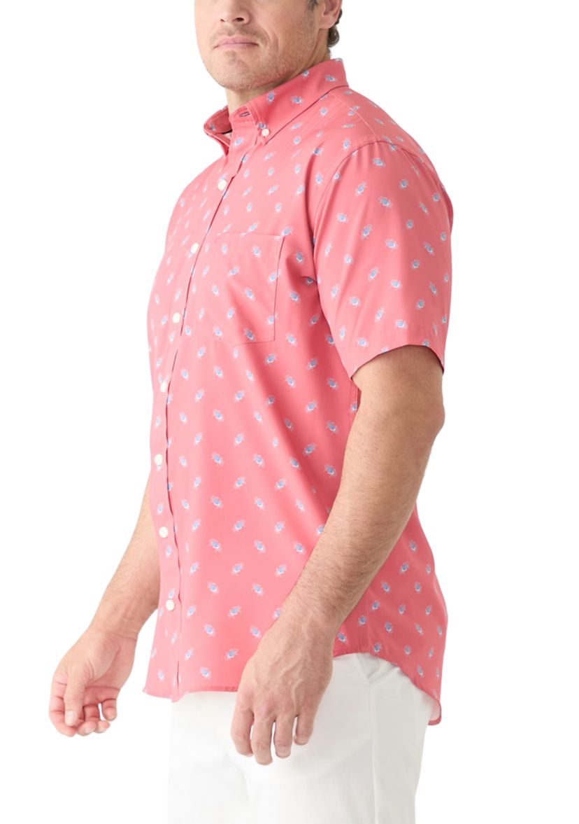 Big & Tall Short Sleeve Printed Button Up Shirt 