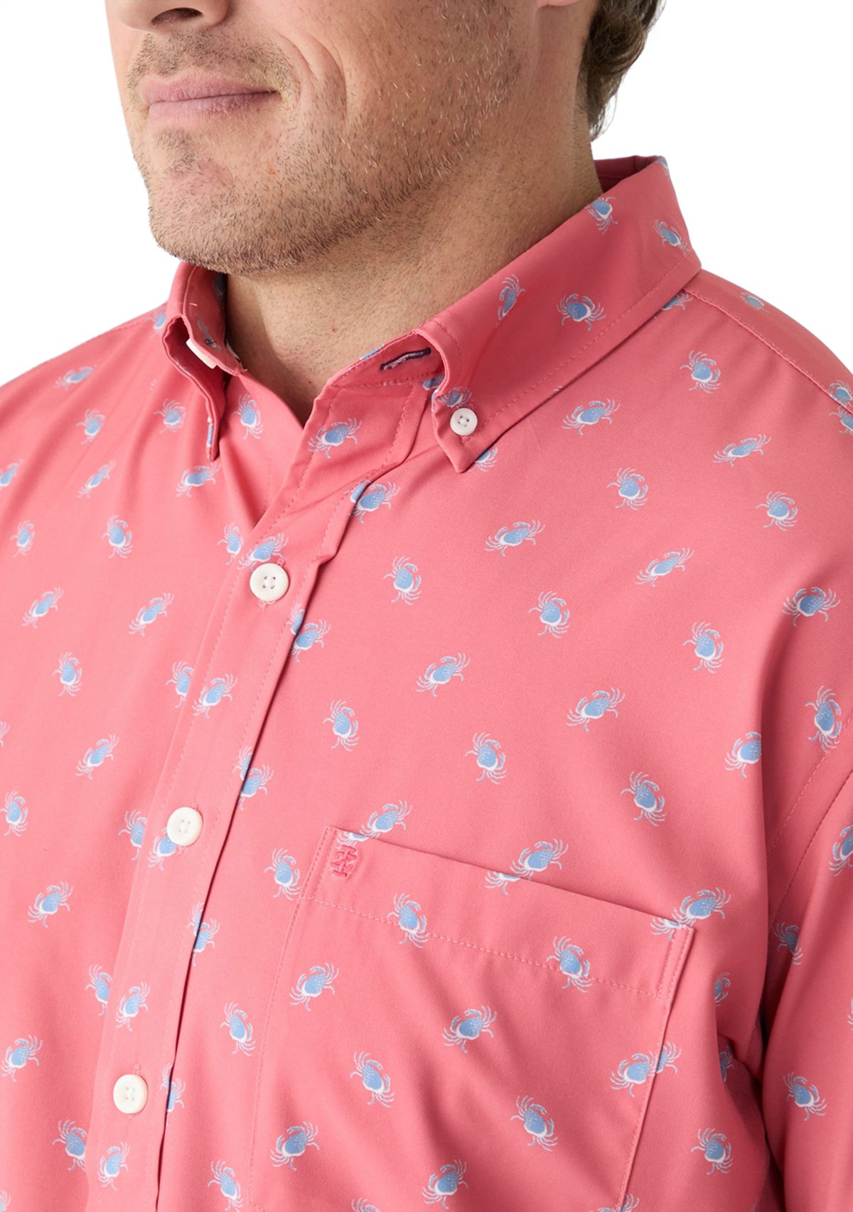 Big & Tall Short Sleeve Printed Button Up Shirt 