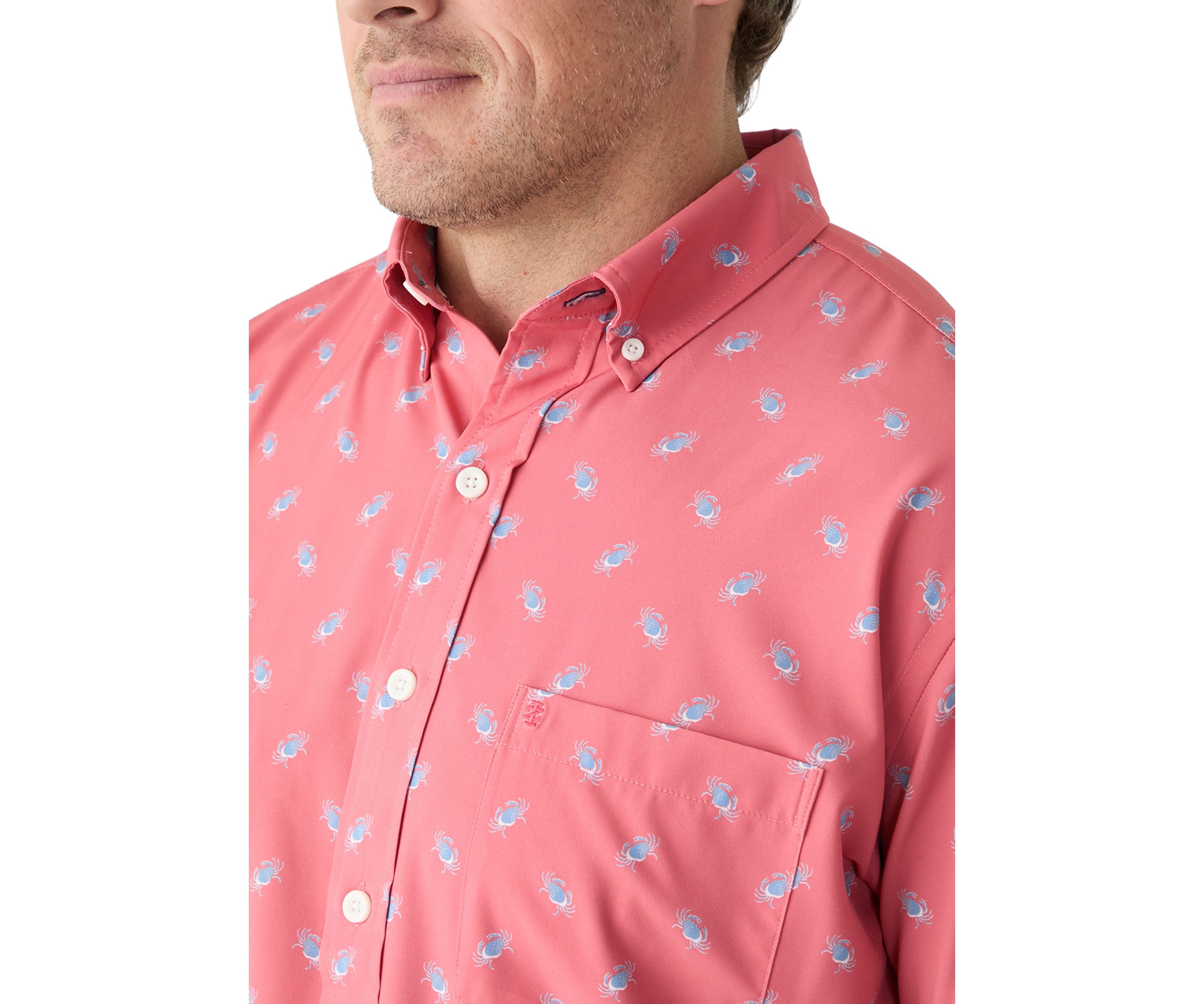 Big & Tall Short Sleeve Printed Button Up Shirt 