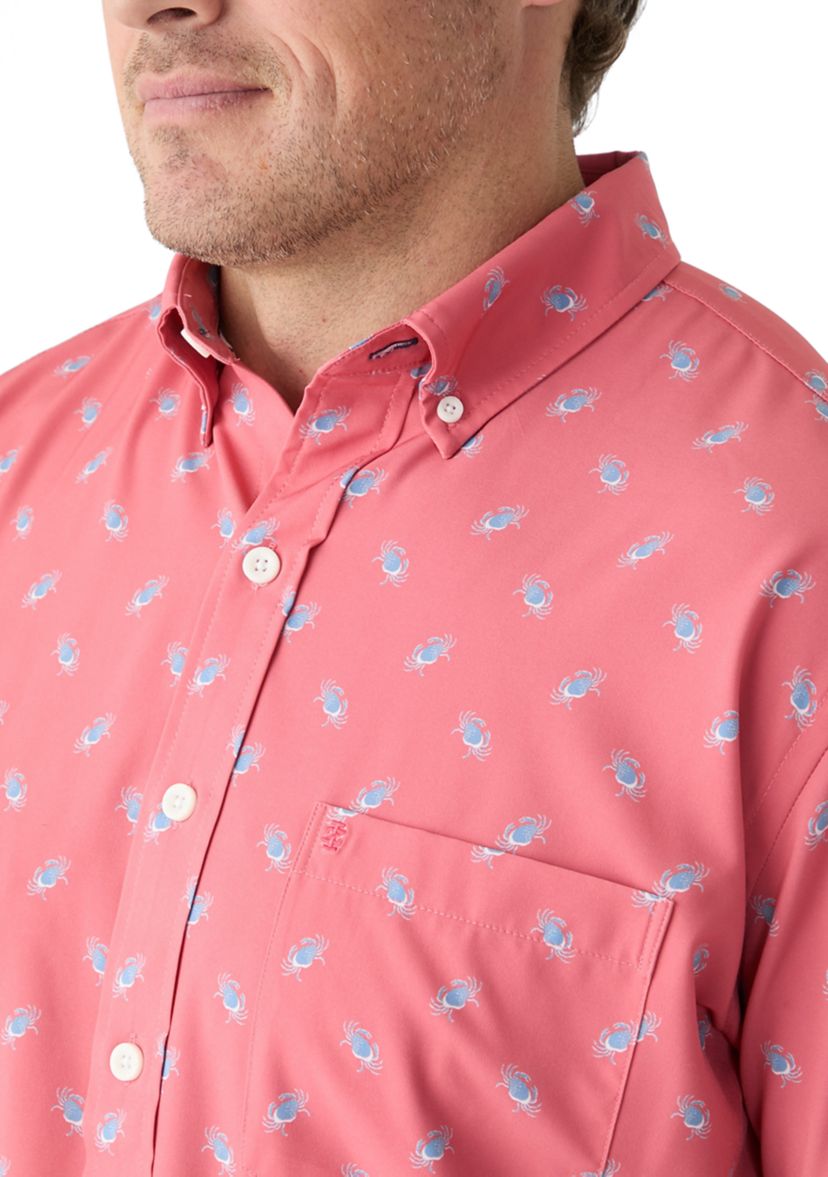 Big & Tall Short Sleeve Printed Button Up Shirt 