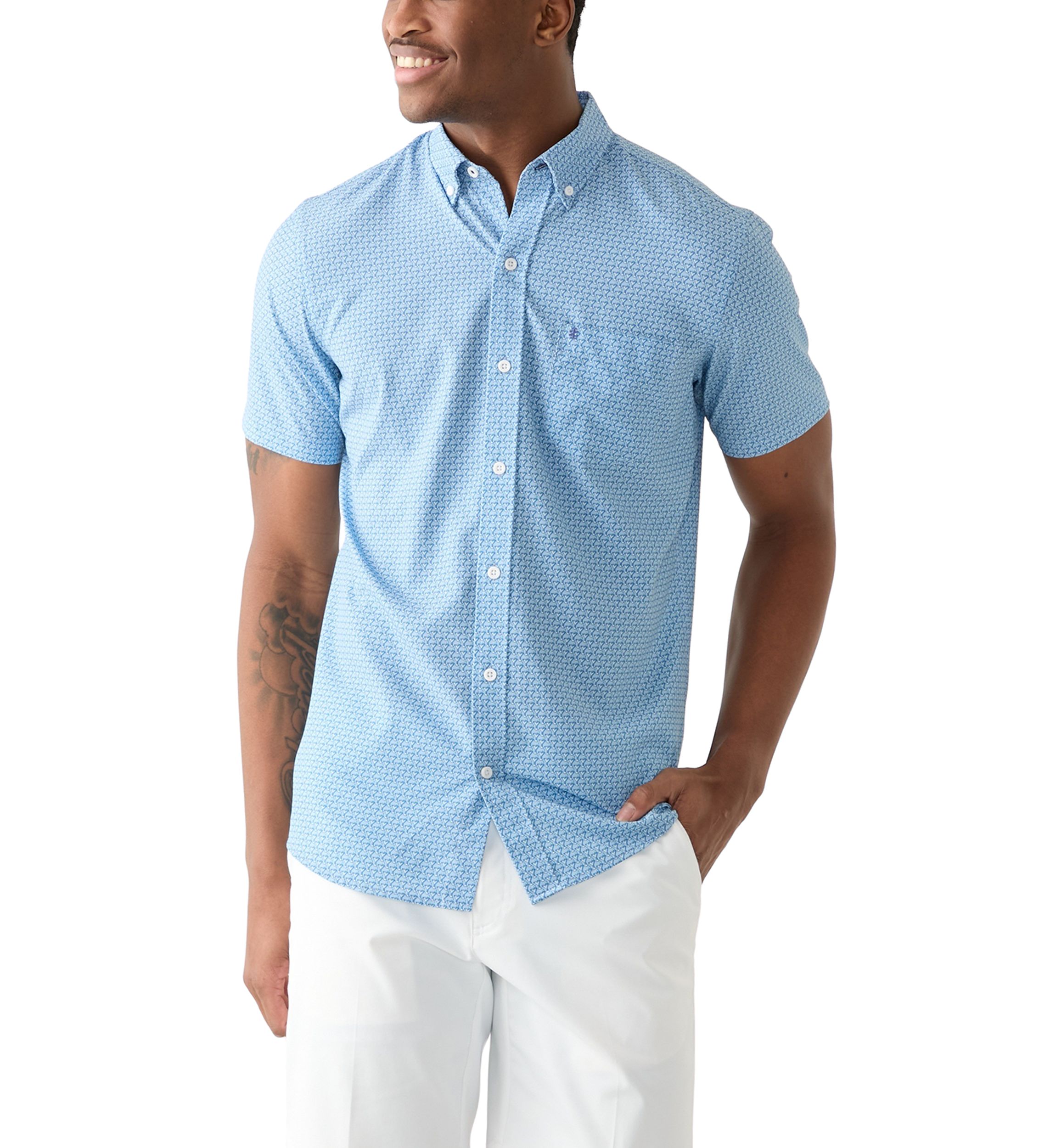 Short Sleeve Printed Button Up Shirt 