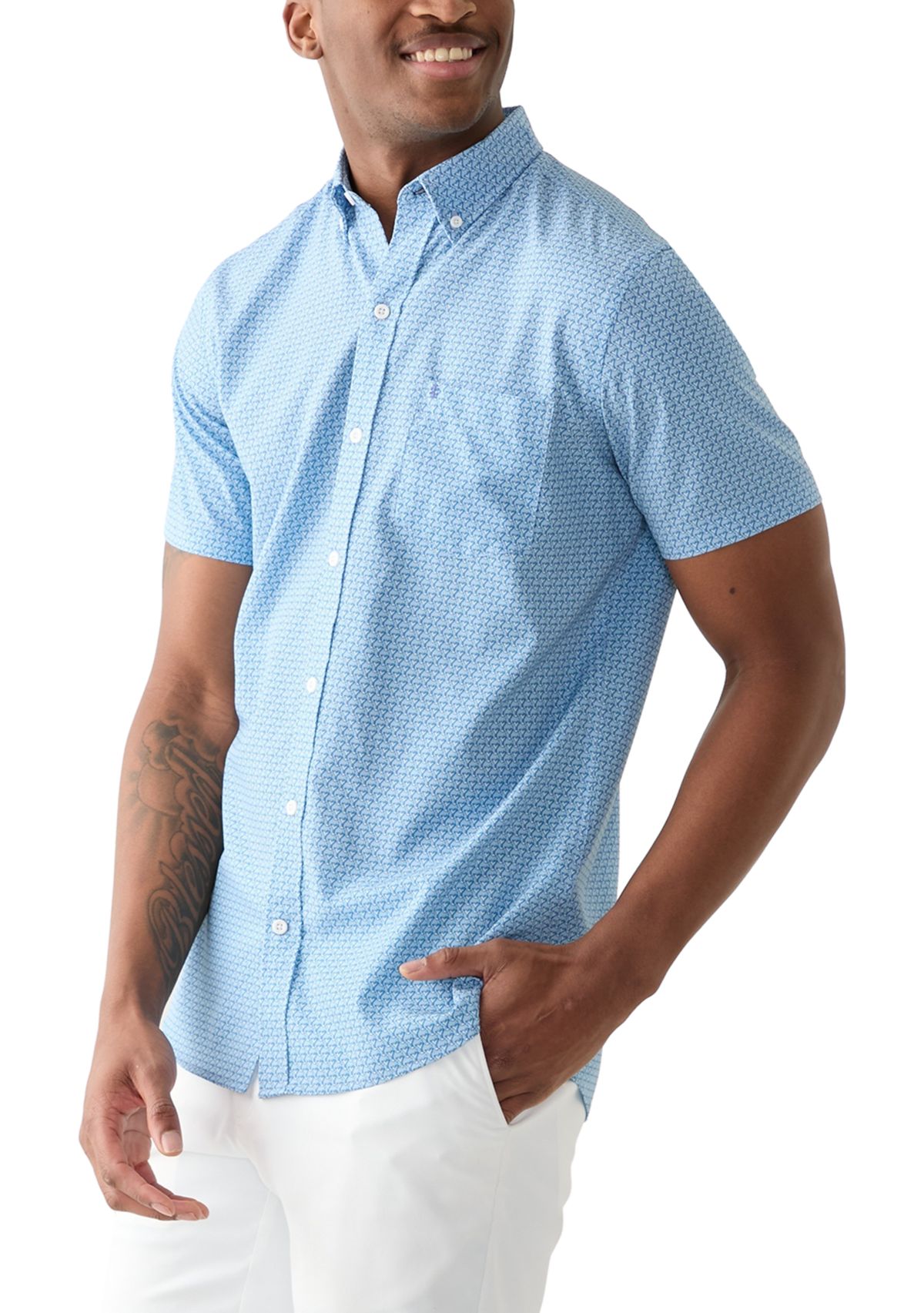 Short Sleeve Printed Button Up Shirt 