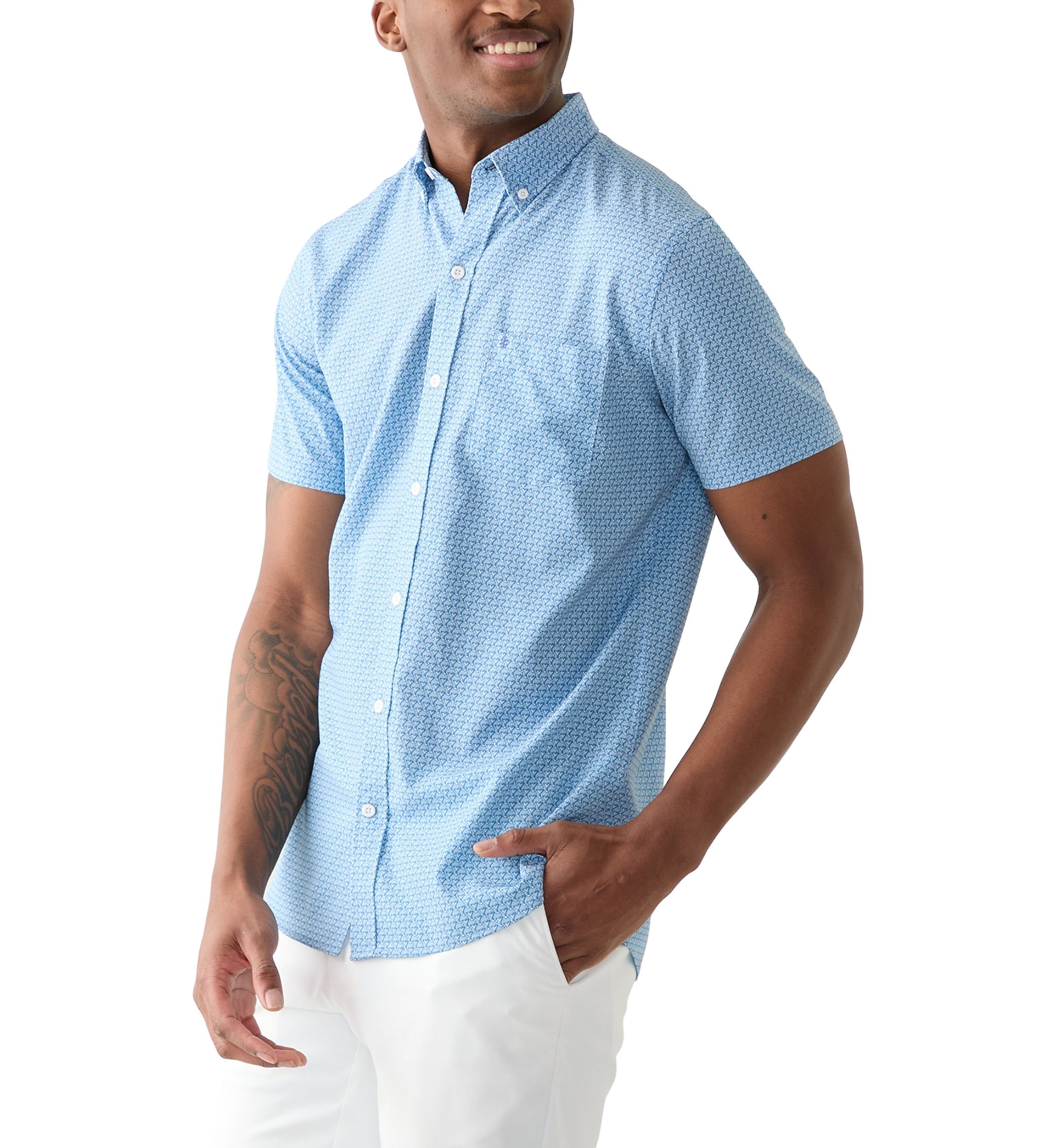 Short Sleeve Printed Button Up Shirt 