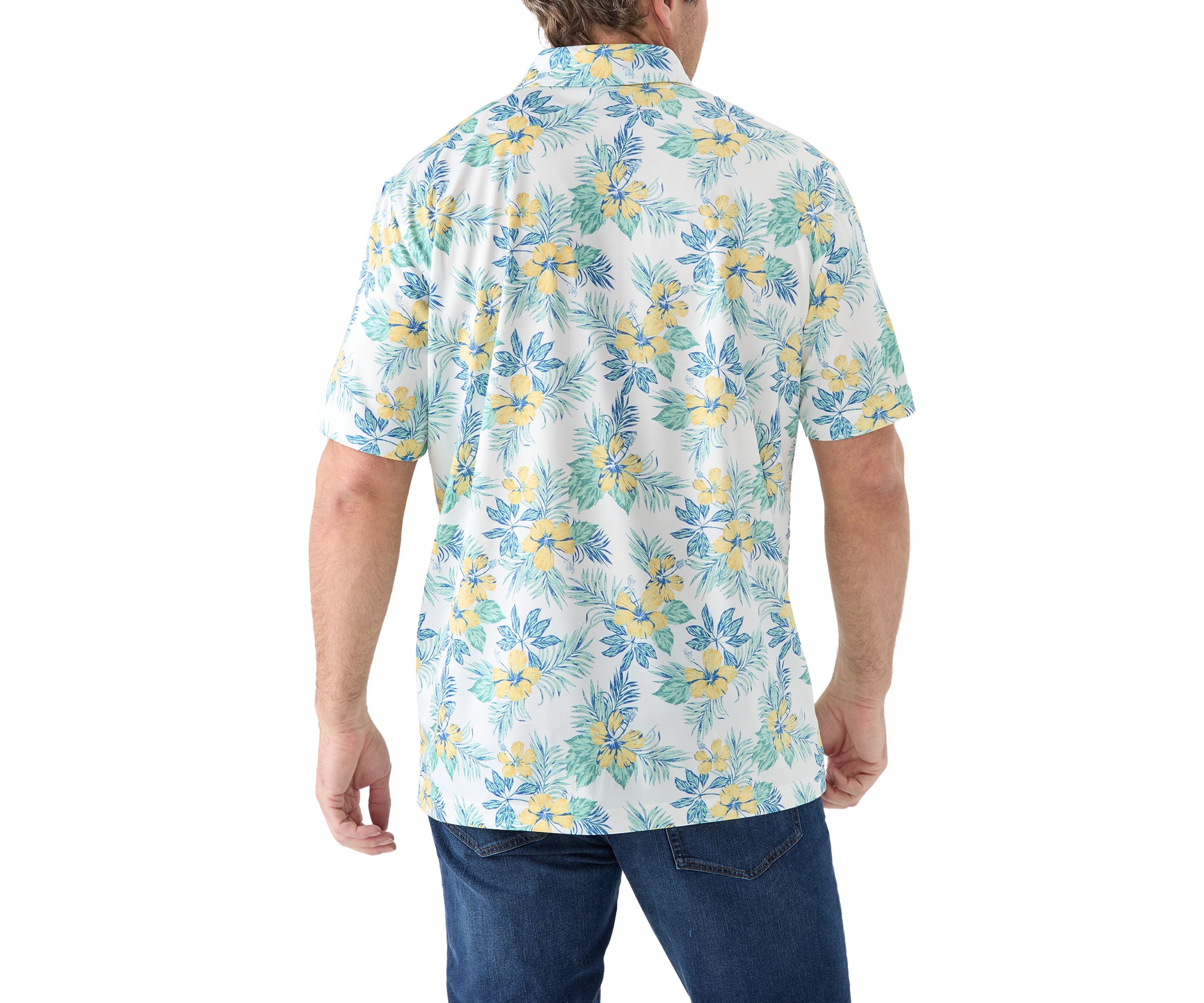 Big & Tall Sunshield Floral Printed Polo Shirt