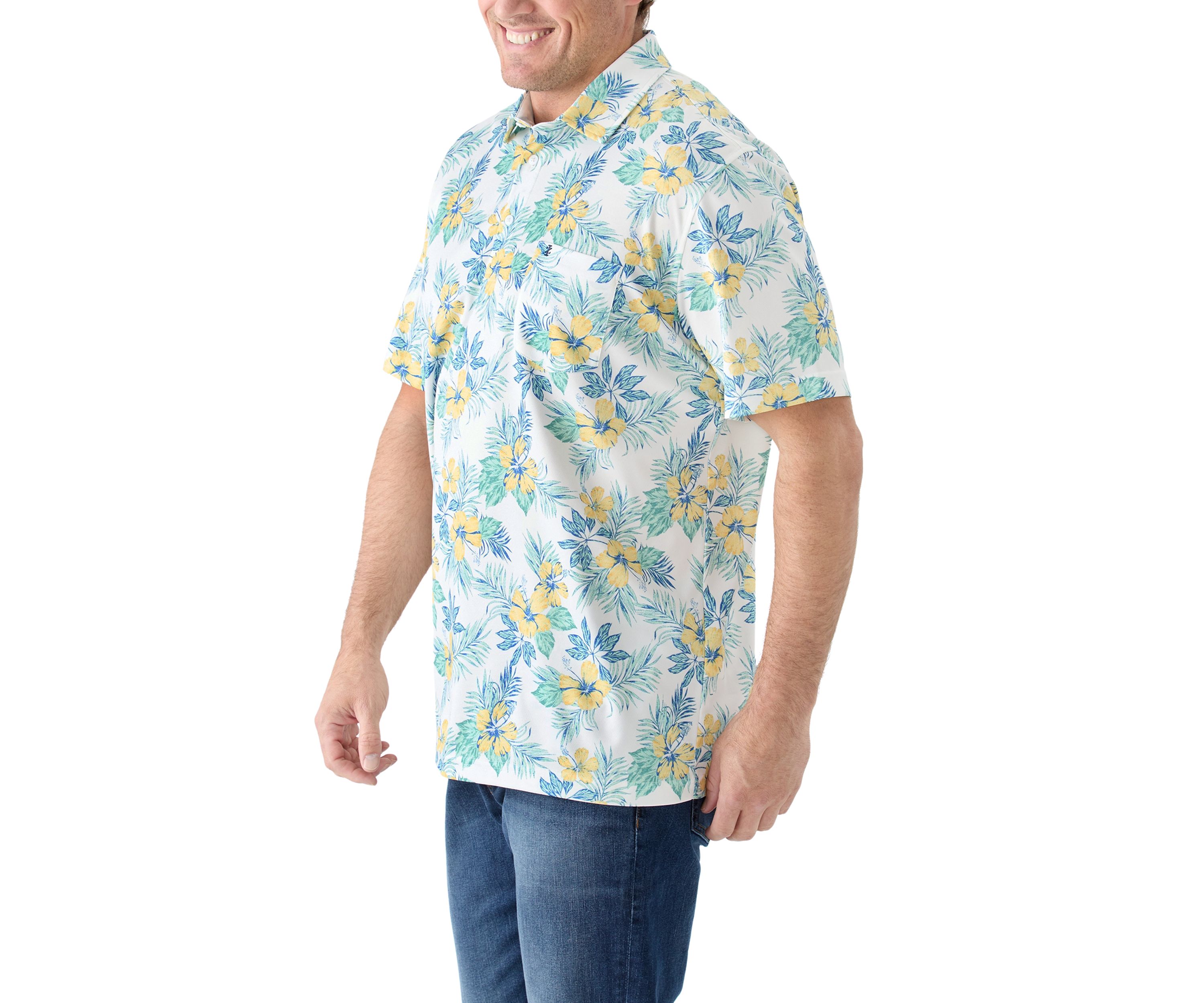 Big & Tall Sunshield Floral Printed Polo Shirt