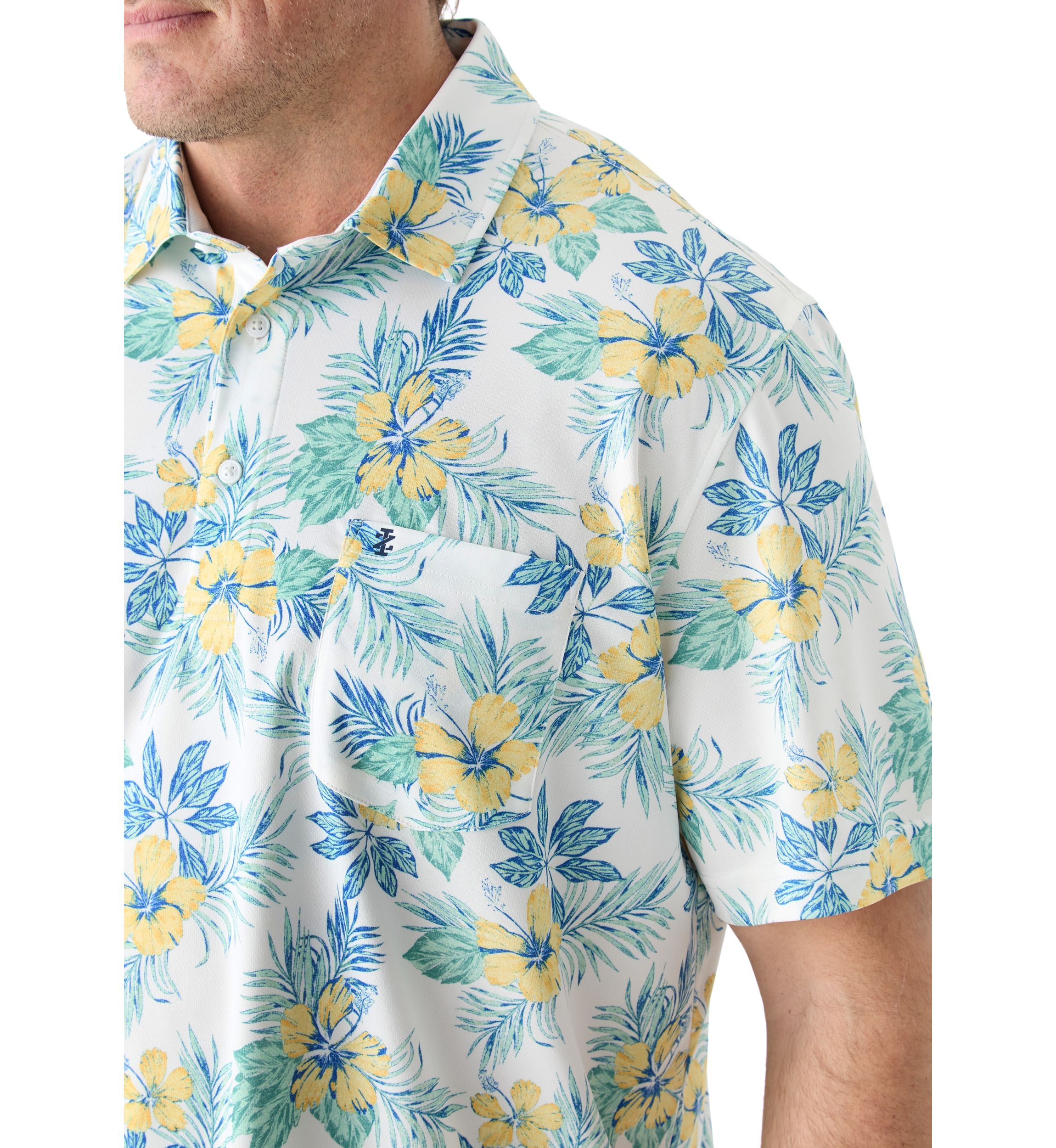 Big & Tall Sunshield Floral Printed Polo Shirt