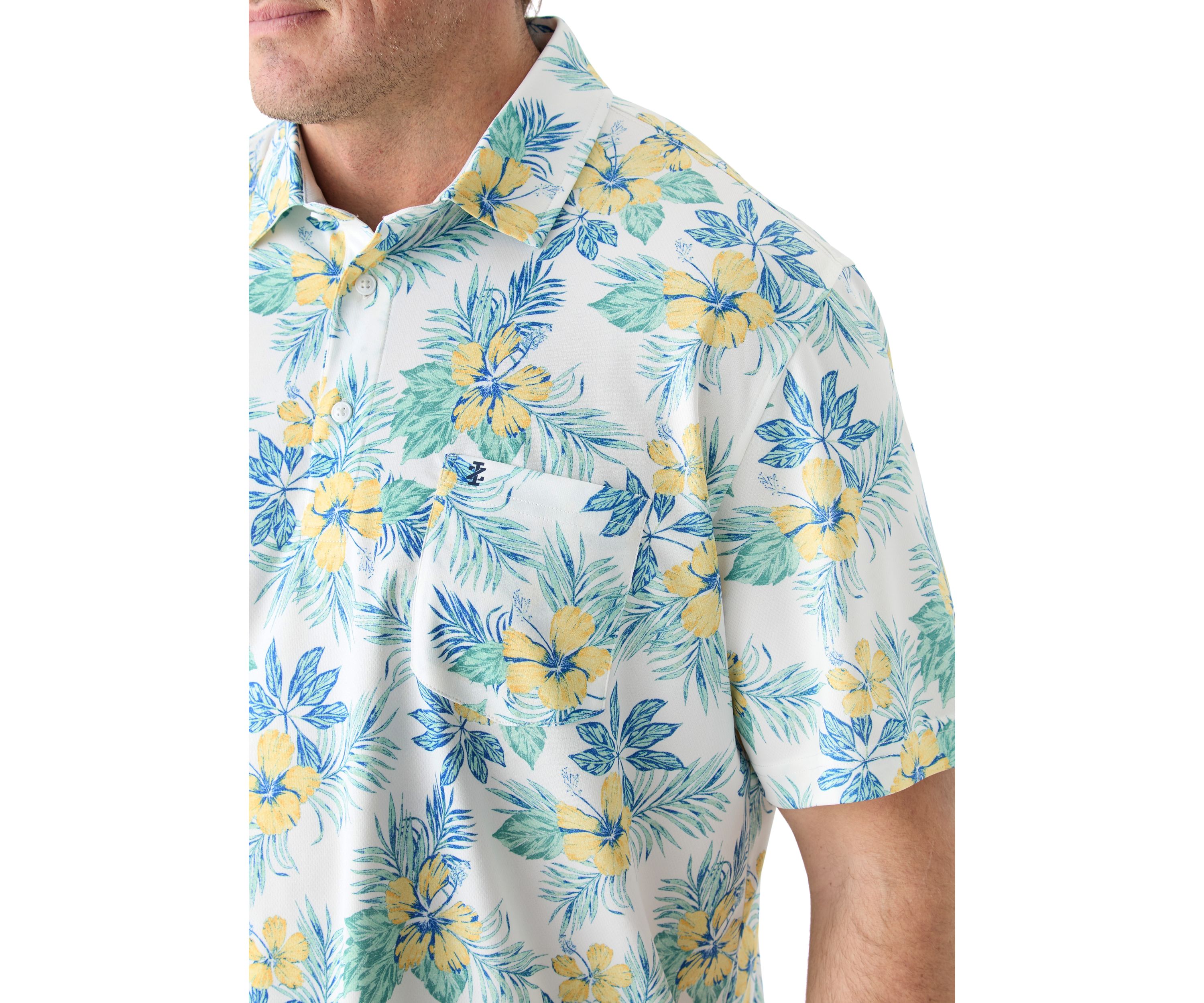Big & Tall Sunshield Floral Printed Polo Shirt