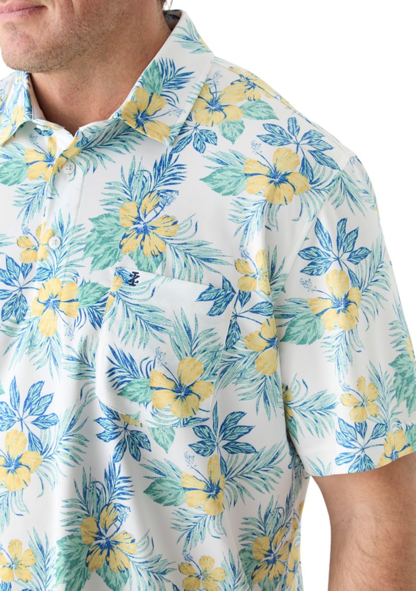 Big & Tall Sunshield Floral Printed Polo Shirt