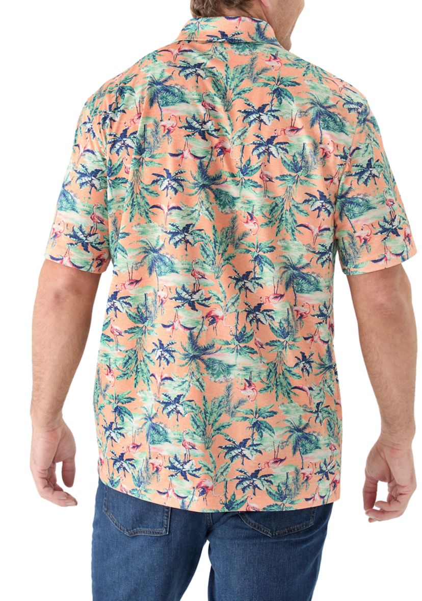 Big & Tall Flamingo Printed Polo Shirt