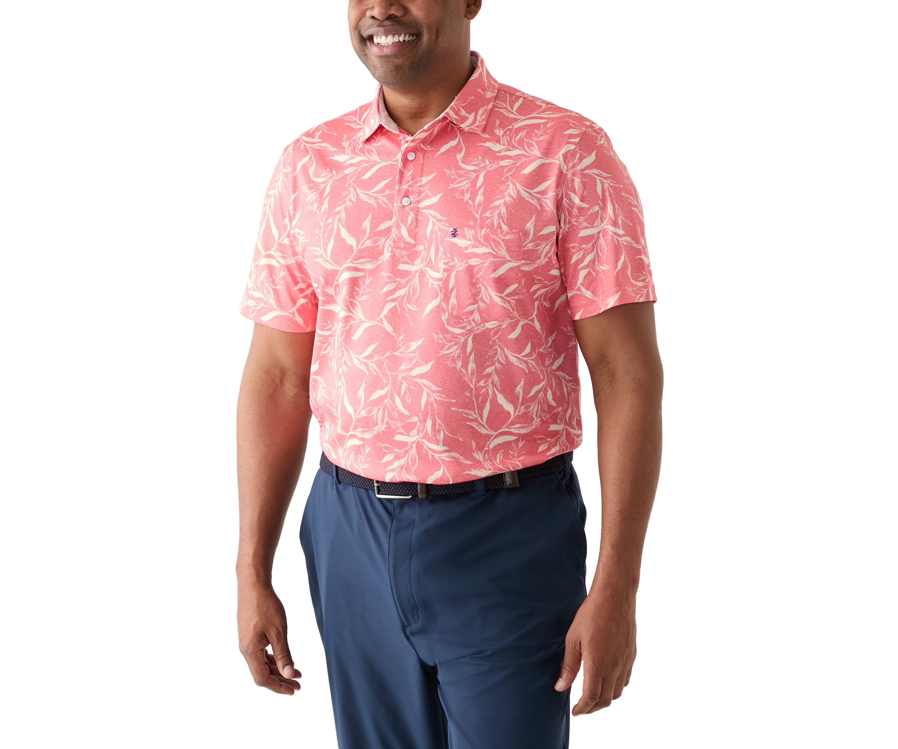 Big & Tall Sunshield Leaf Printed Polo Shirt