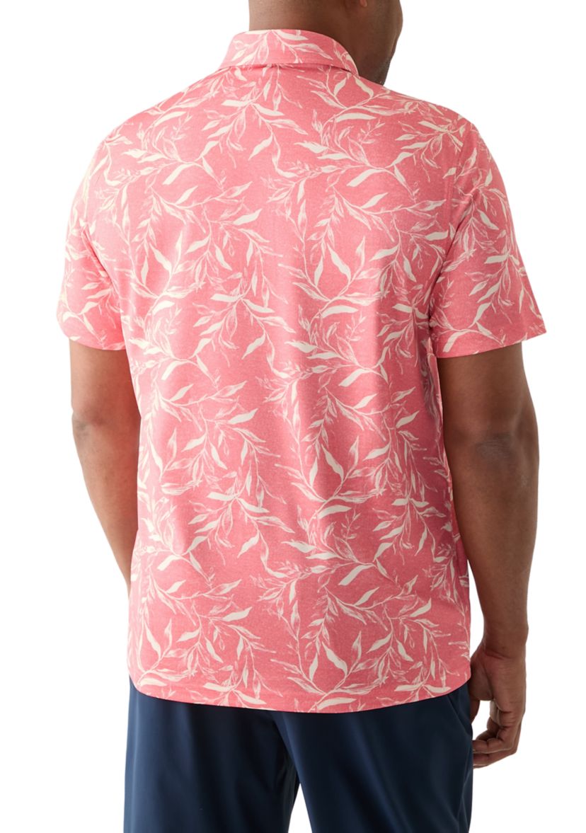 Big & Tall Sunshield Leaf Printed Polo Shirt