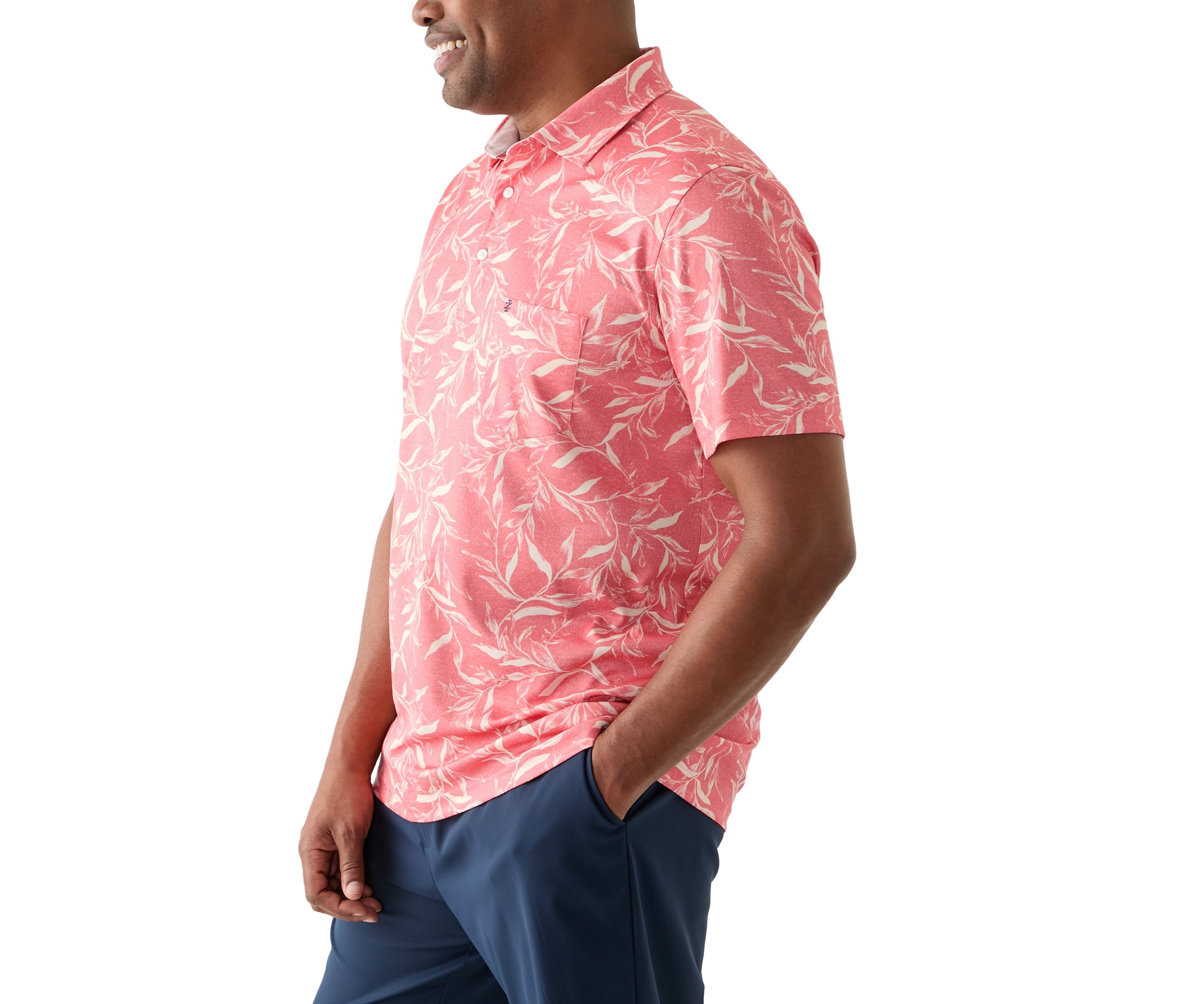 Big & Tall Sunshield Leaf Printed Polo Shirt